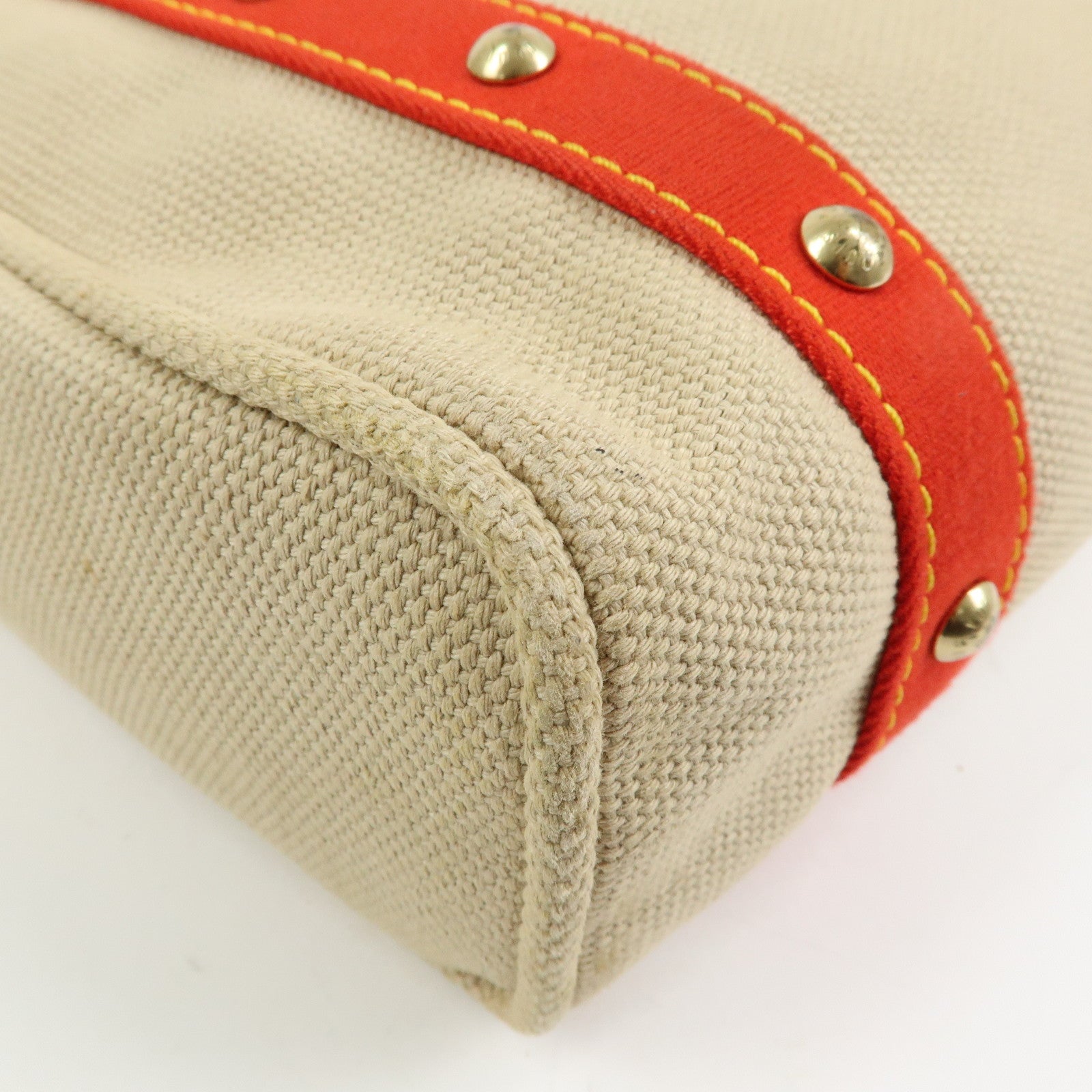 Louis Vuitton Antigua Cabas MM Canvas Leather Tote Bag Beige M40035