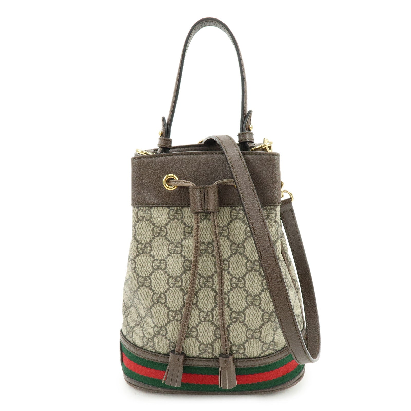 GUCCI Ophidia Sherry GG Supreme Leather 2Way Bucket Bag 550621