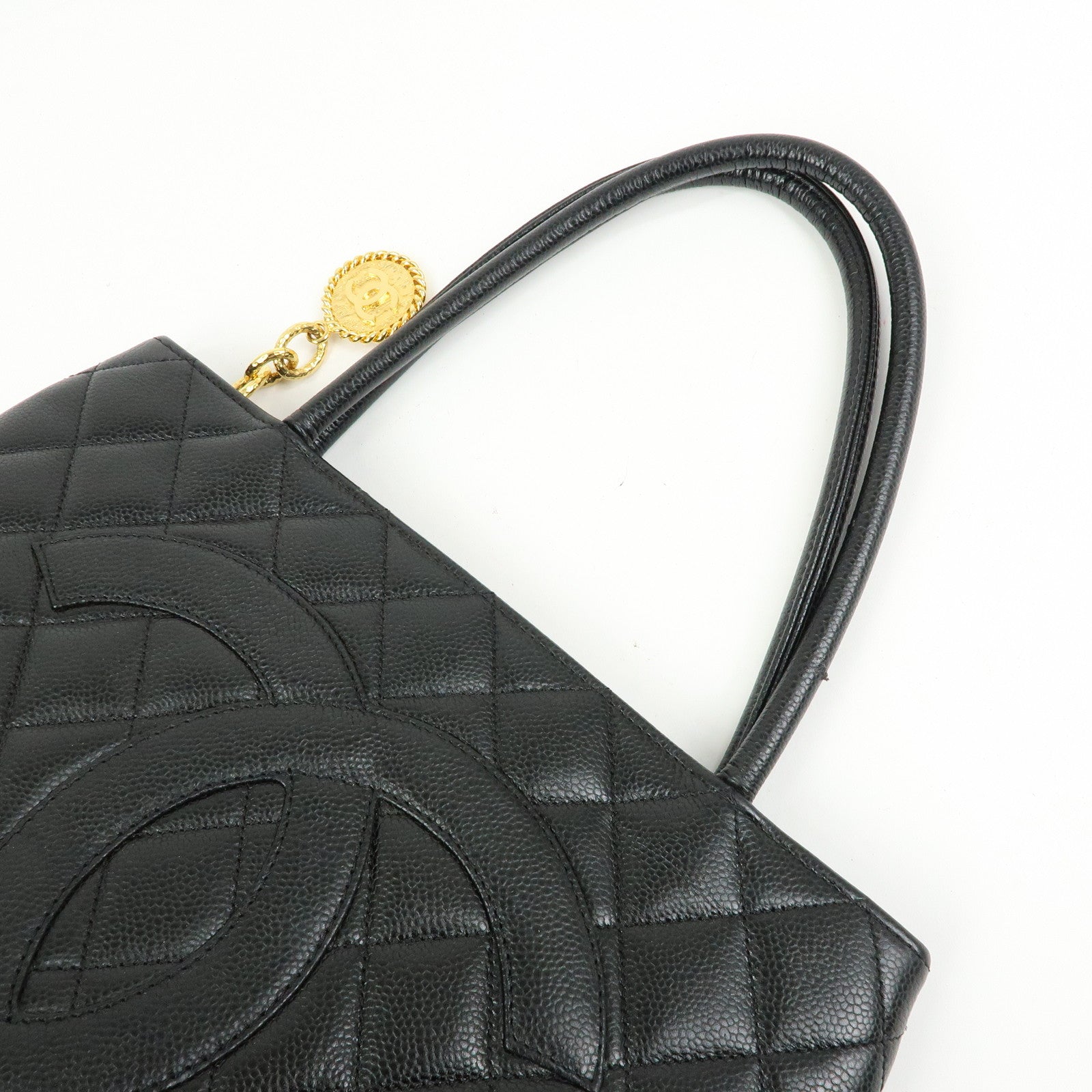 CHANEL Matelasse COCO Mark Caviarskin Medallion Tote Bag A01804