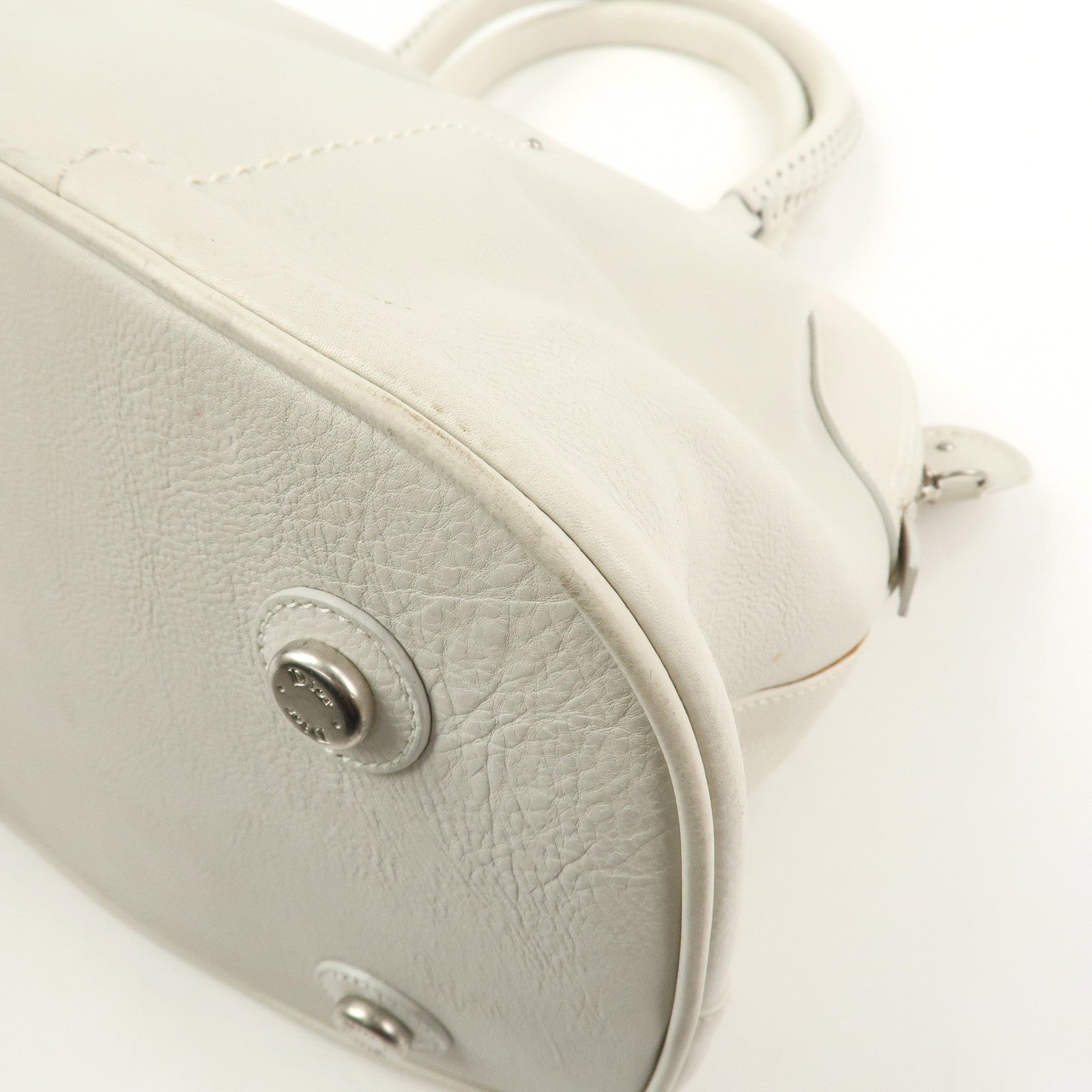 Christian Dior Leather Shoulder Bag Hand Bag White 10-RU-0037