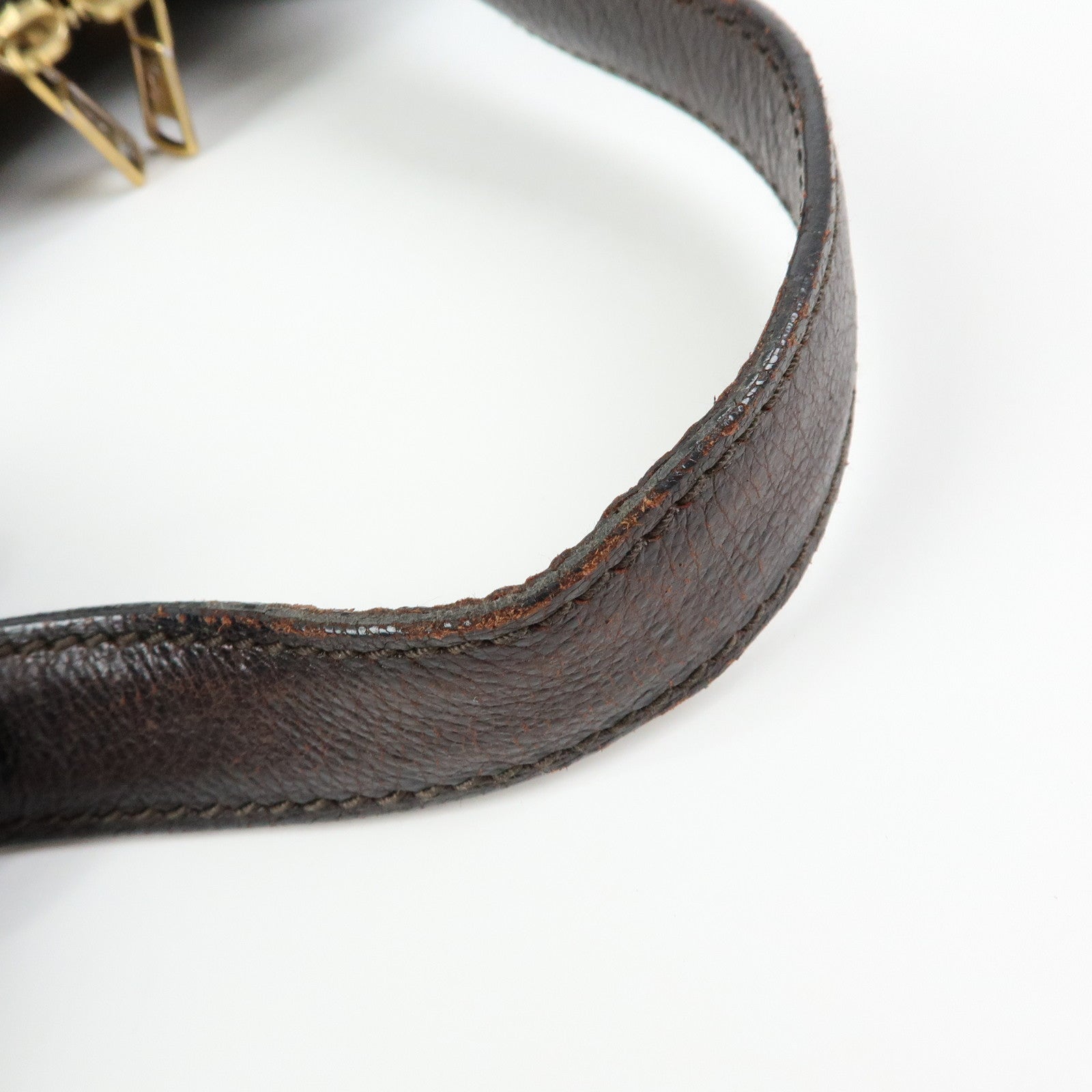 SAINT LAURENT PARIS Muse Leather Hand Bag Shoulder Bag Dark Brown