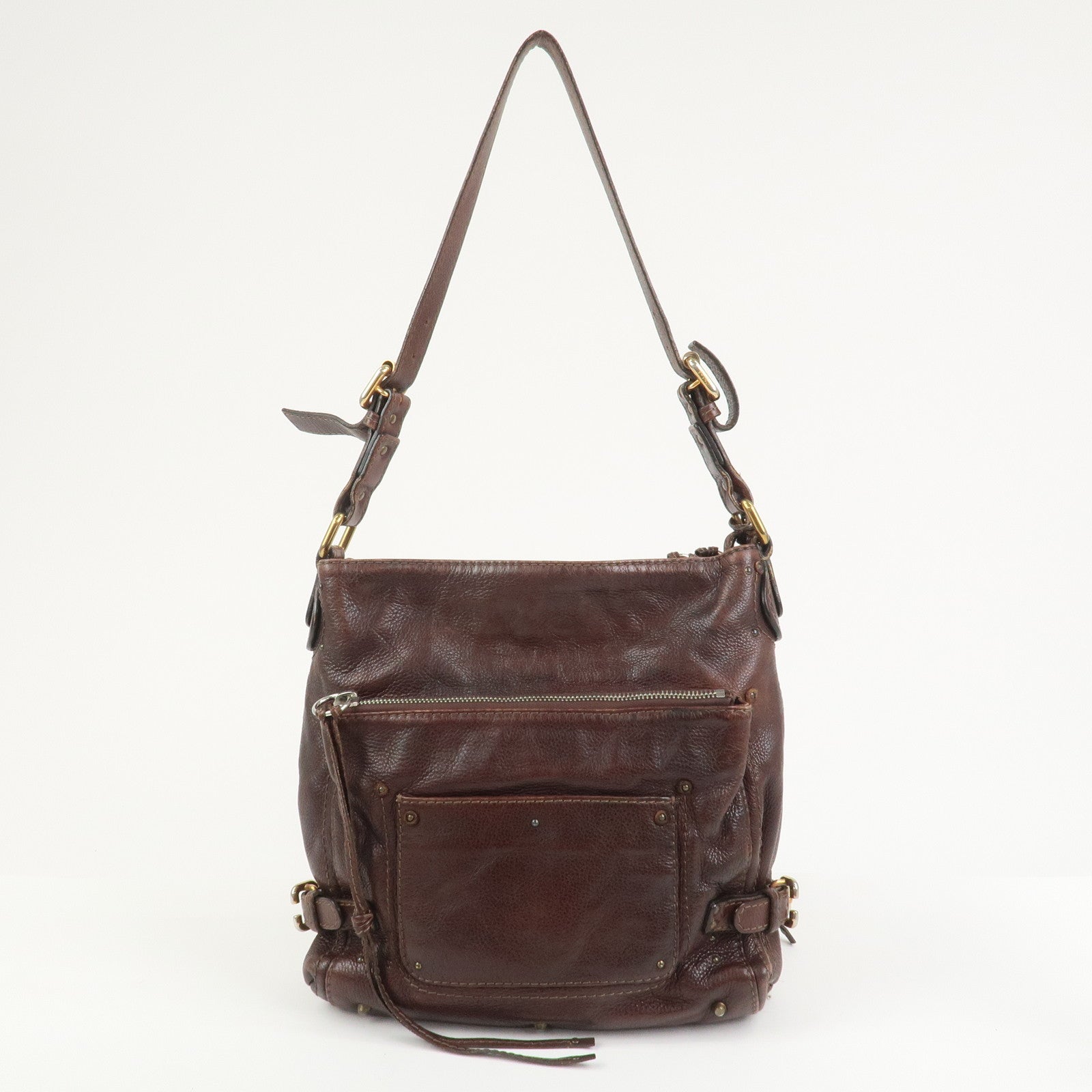 Chloe Paddington Leather Shoulder Crossbody Bag Brown