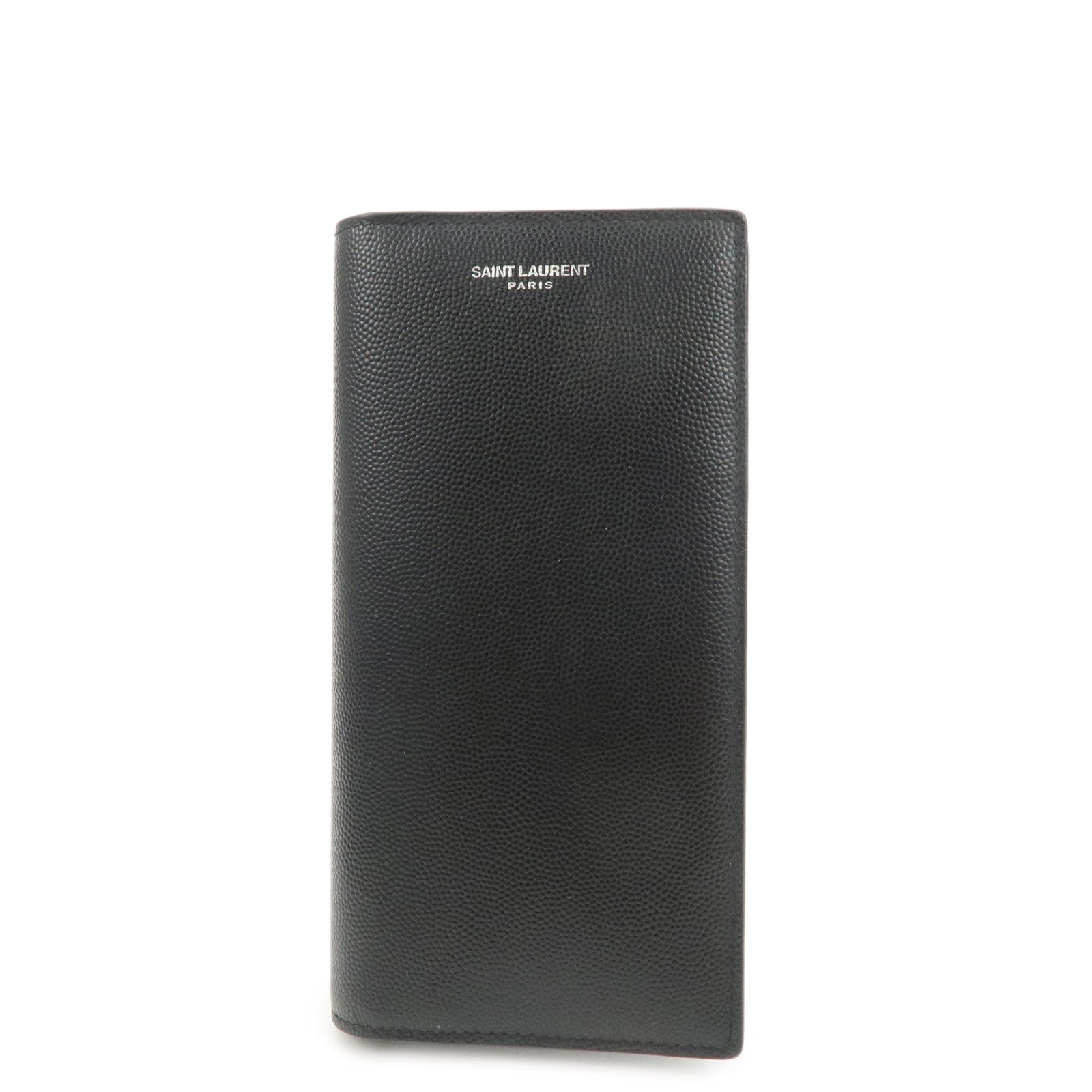 SAINT LAURENT PARIS Leather Bi-fold Long Wallet Black 396308