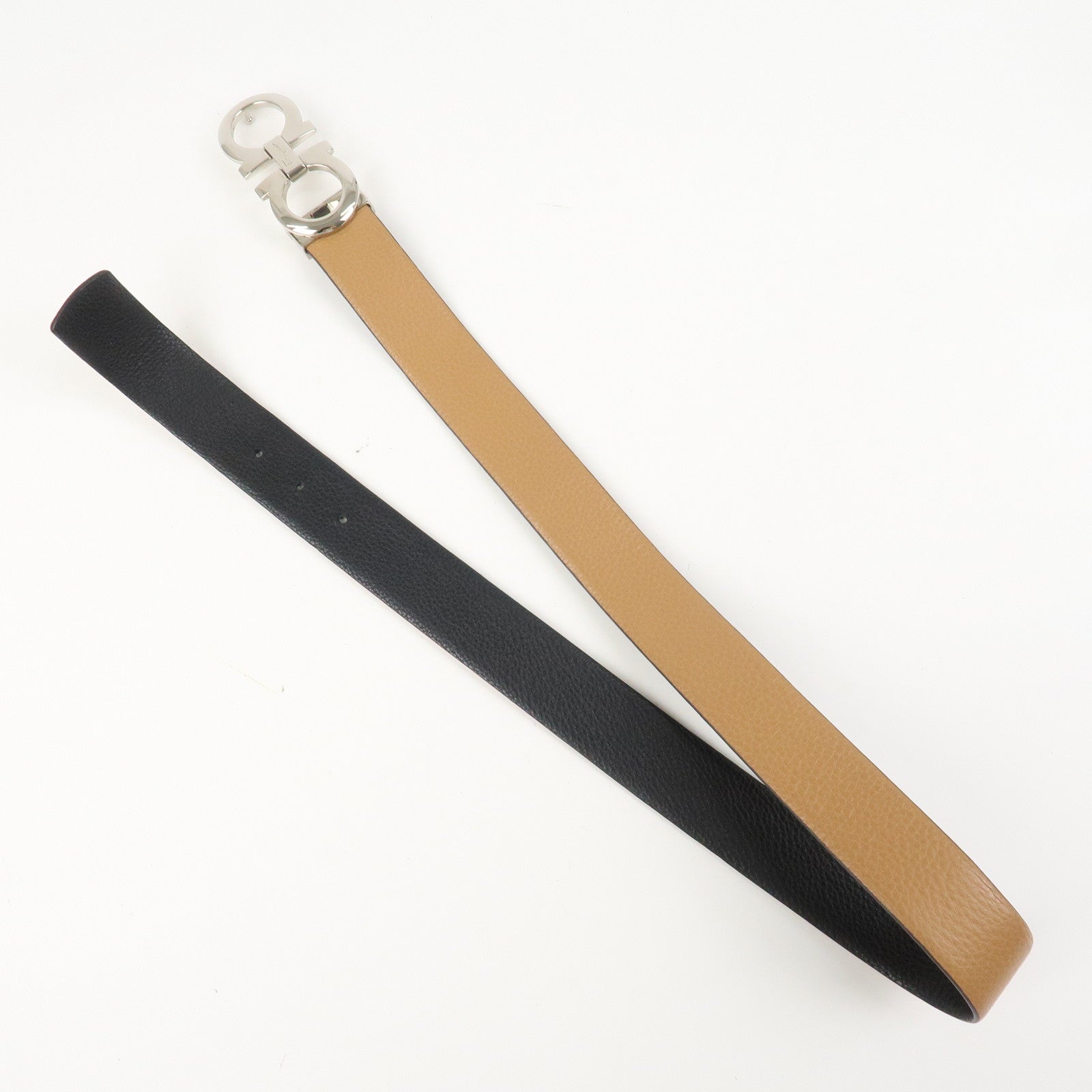 Ferragamo Gancini Logo Leather Belt Brown