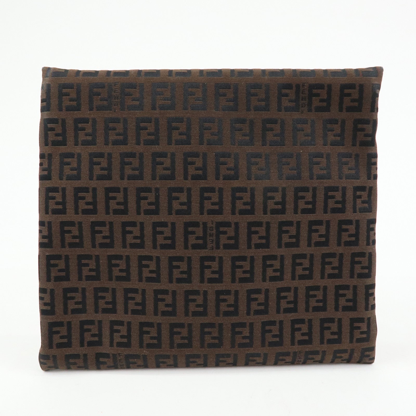 FENDI Zucchino Canvas Leather Pouch Brown 7N0014