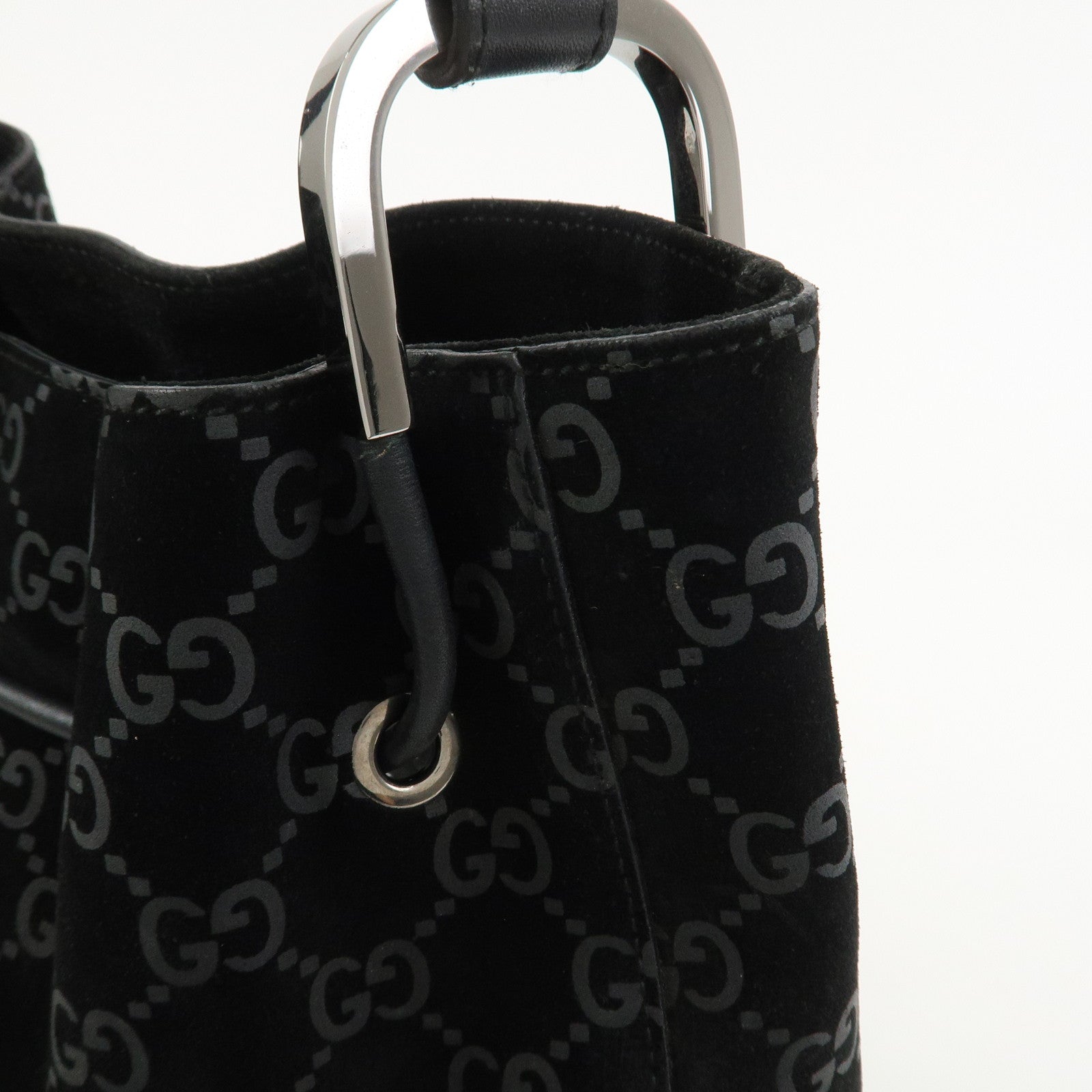 GUCCI GG Suede Shoulder Bag Hand Bag Black 001・3748
