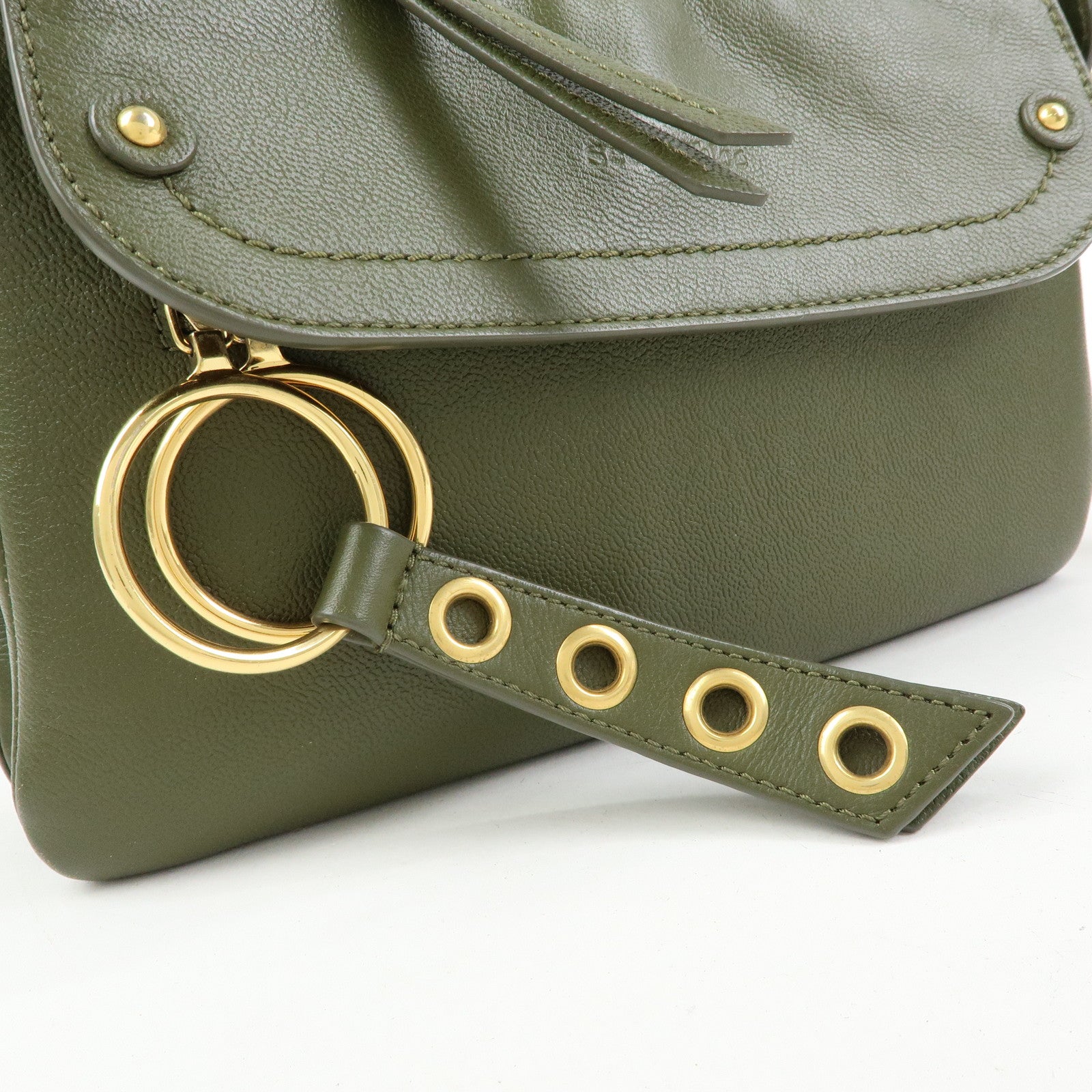 Chloe See by Chloe Phill Leather Shoulder Crossbody Bag Dark Green