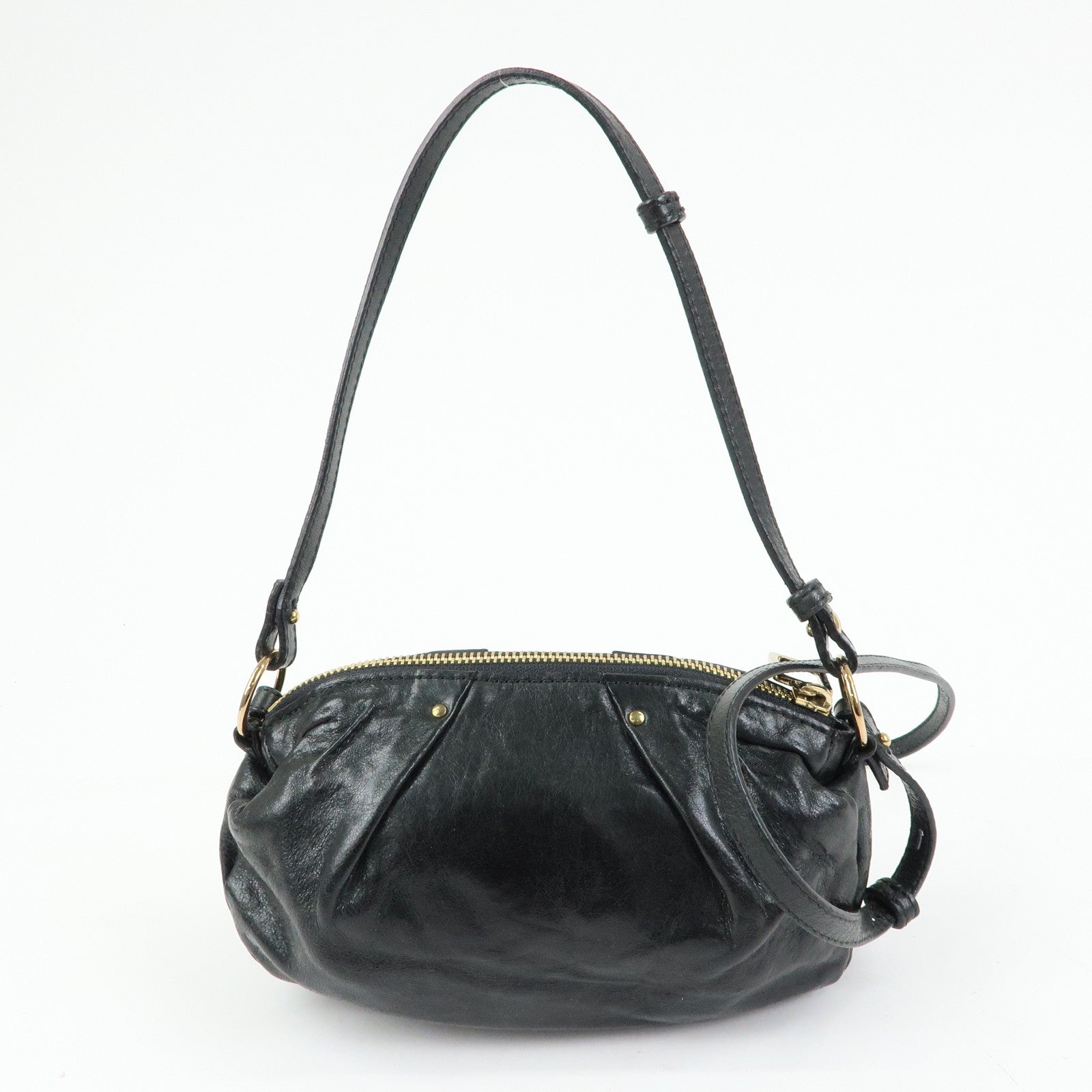 Chloe Leather 2Way Bag Mini Shoulder Crossbody Bag Clutch Bag Black