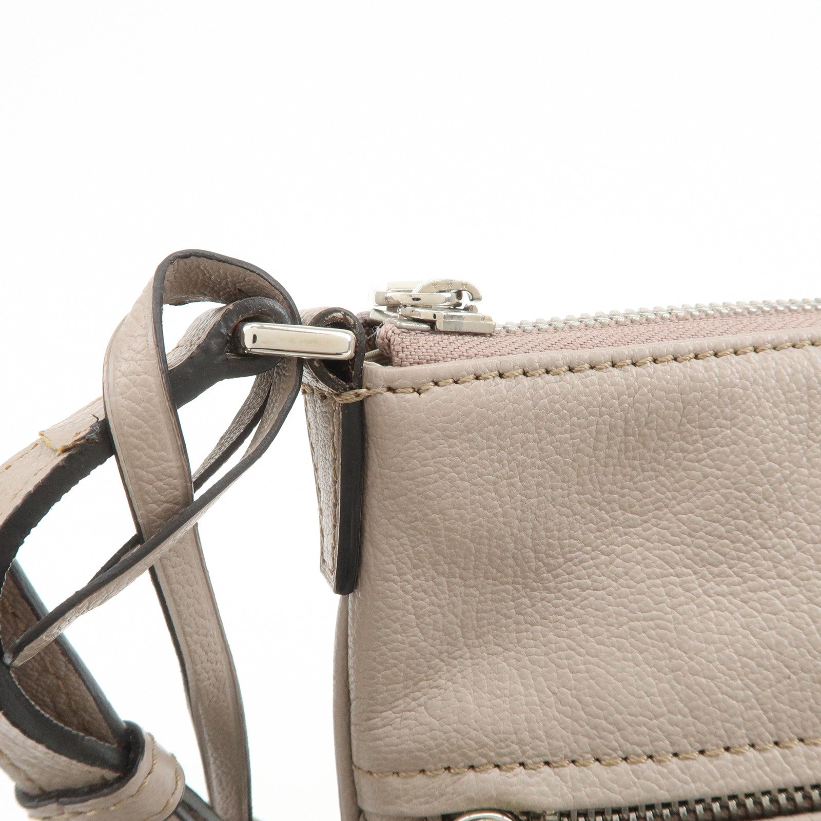 LOEWE Anagram Logo Leather Shoulder Bag Crossbody Bag Beige