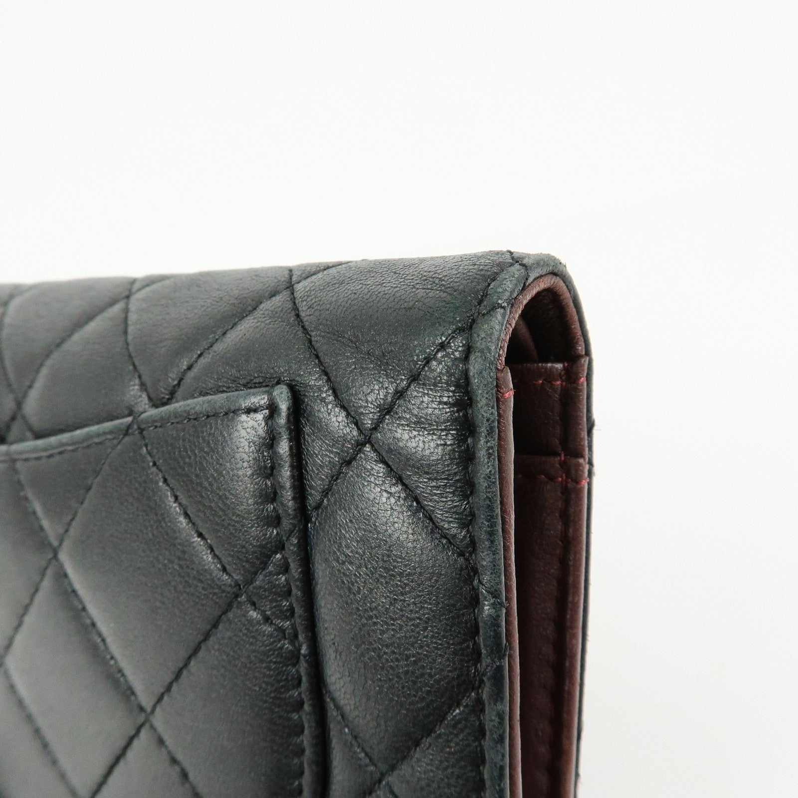 CHANEL Matelasse COCO Mark Lamb Skin Flap Bi-fold Long Wallet Black