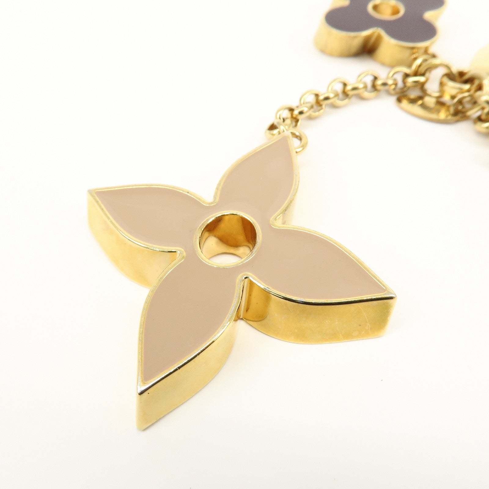 Louis Vuitton Fleur de Monogram Key Chain Bag Charm Gold M67119