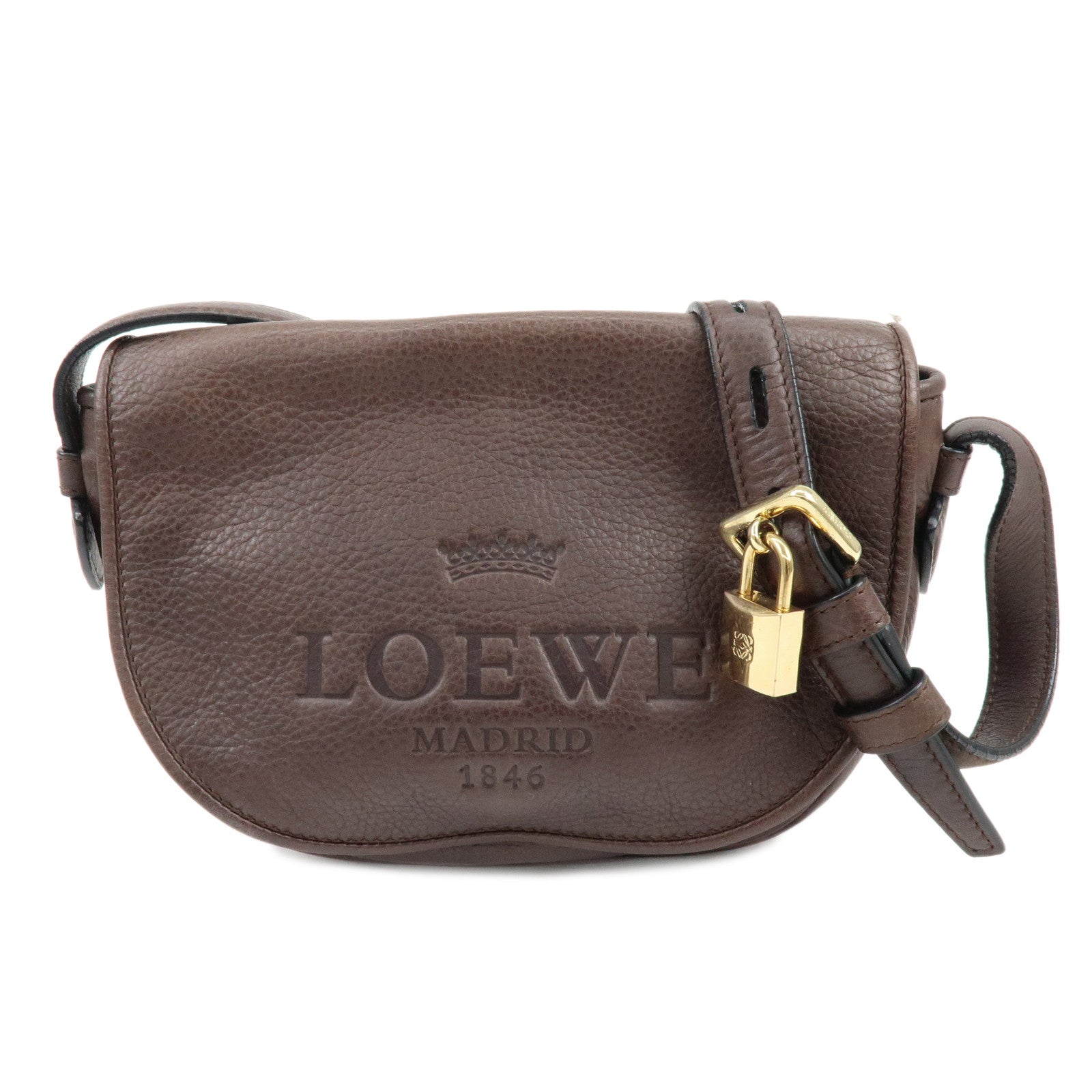 LOEWE Heritage Leather Shoulder Bag Crossbody Bag Dark Brown