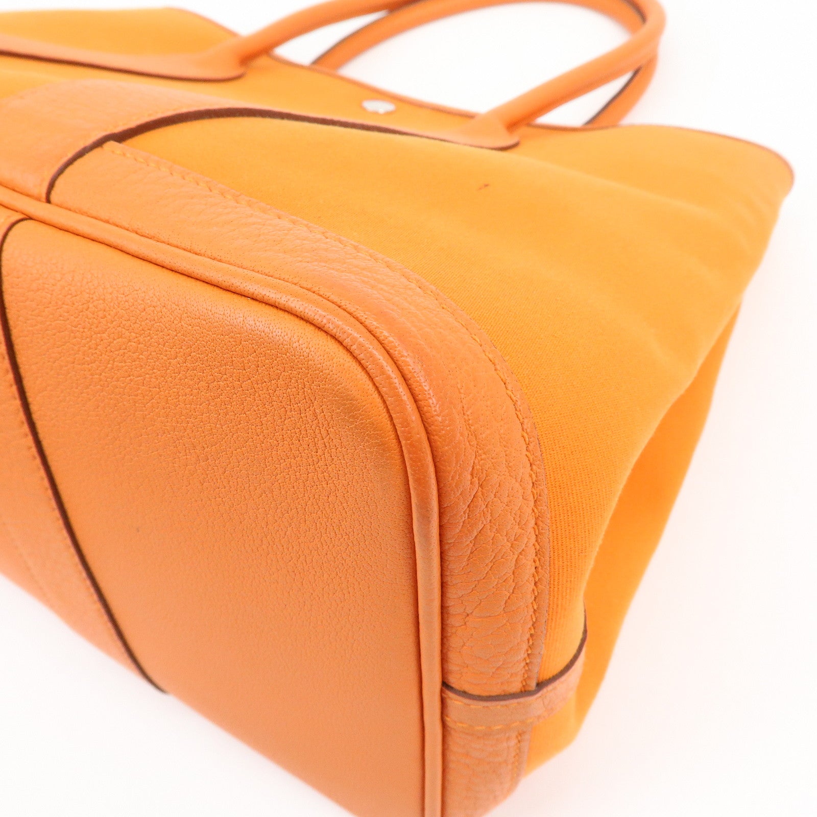 HERMES Garden Party PM Toile Officier Leather □Q Stamped Tote Bag