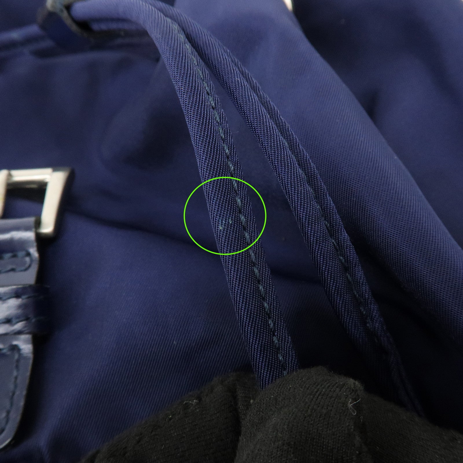 PRADA Triangle Logo Nylon Leather Backpack Rucksack Navy B4650F