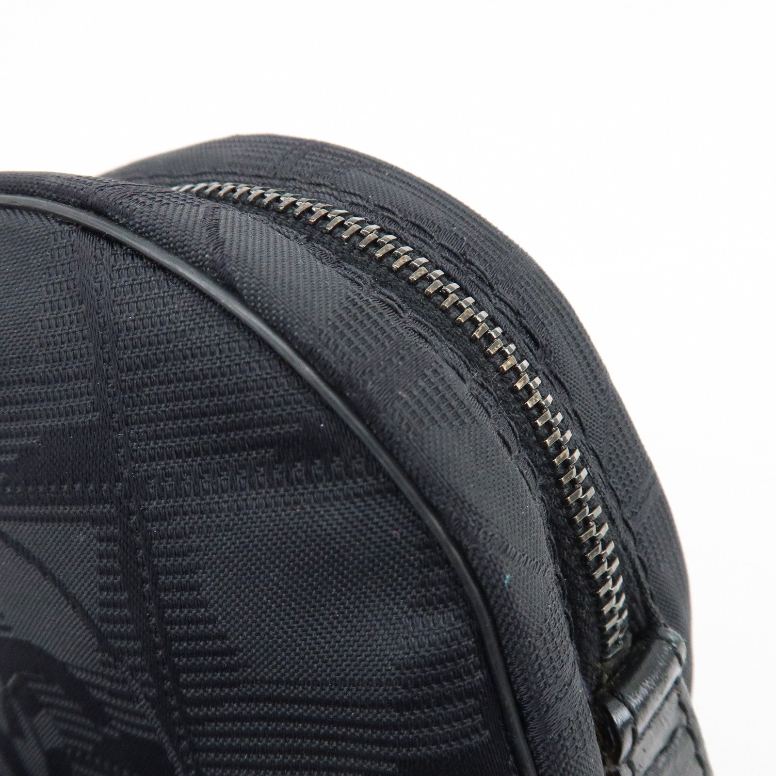 CHANEL New Travel Line Nylon Jacquard Leather Cosmetic Pouch Black