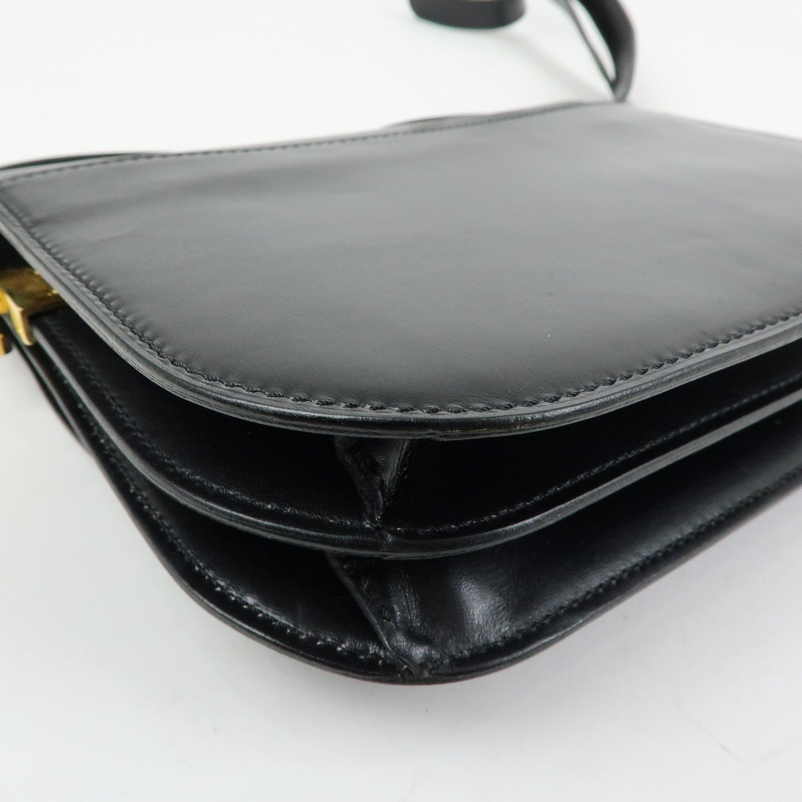 CELINE Leather Shoulder Bag Crossbody Bag Black