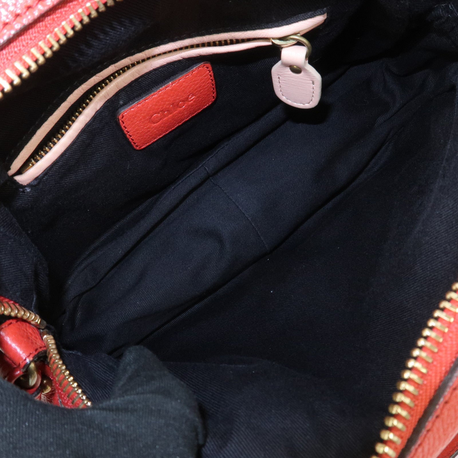 Chloe Paraty Leather 2Way Bag Shoulder Bag Hand Bag Red 031157