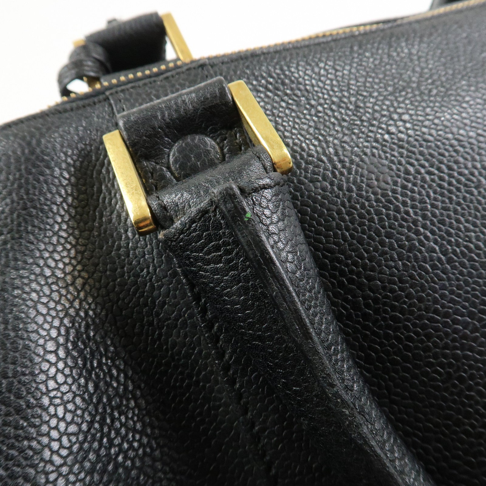 CHANEL COCO Mark Caviarskin Boston Bag Hand Bag Black