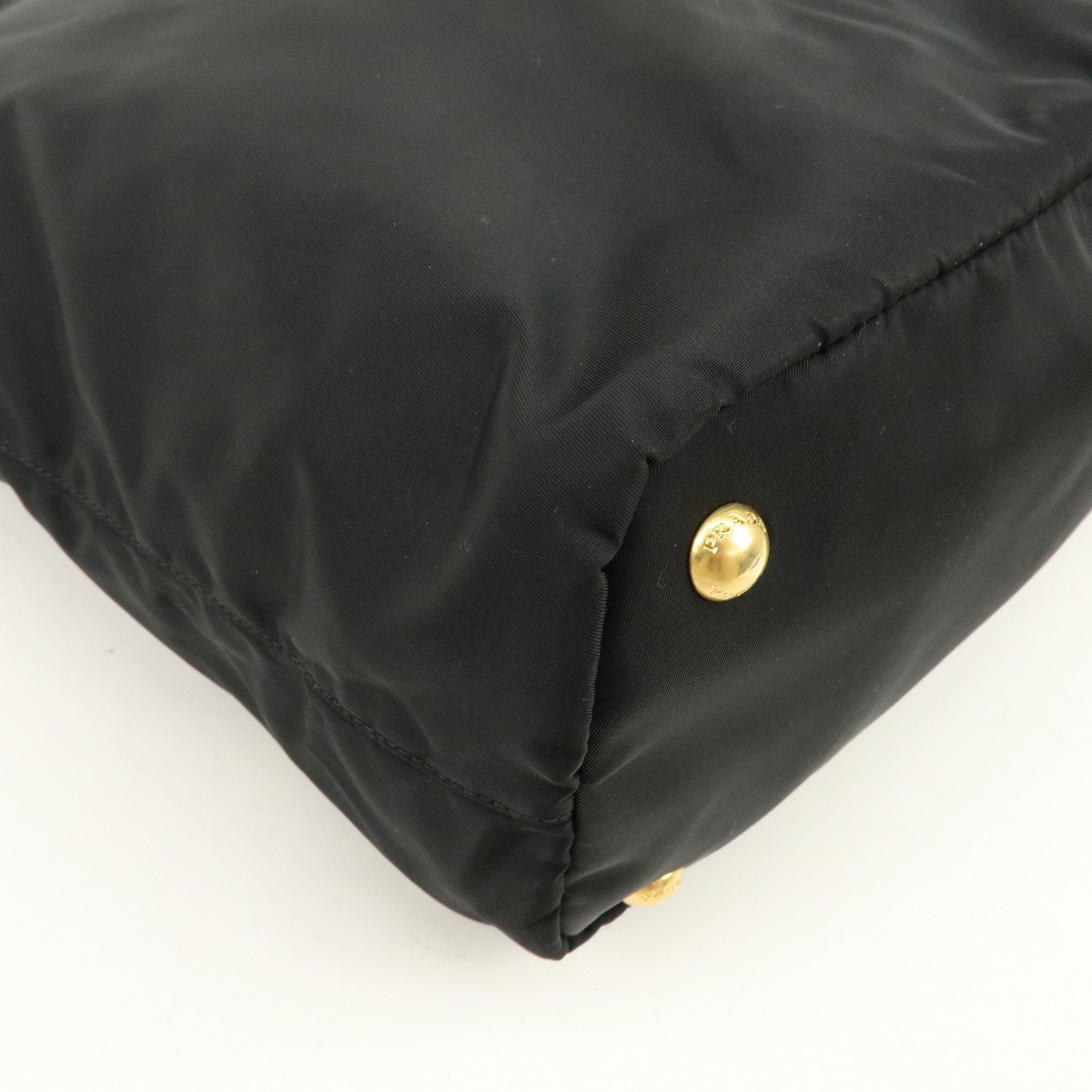 PRADA Triangle Logo Nylon Saffiano Leather 2Way Bag Hand Bag Black