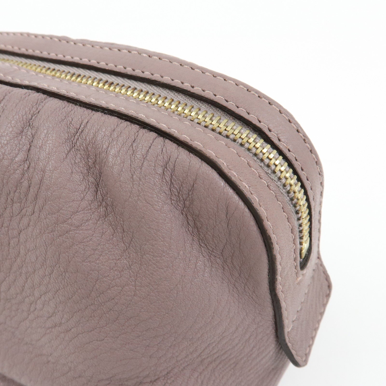 GUCCI Bamboo Leather Cosmetic Case Pouch Light Purple 246175