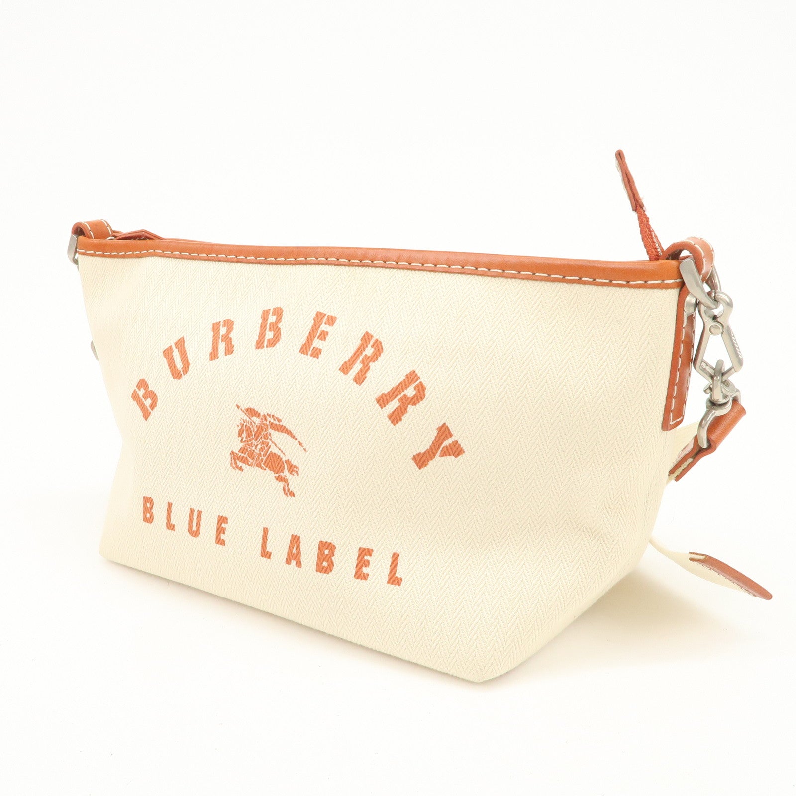 BURBERRY Blue Label  Canvas Leather Shoulder Bag Ivory Brown