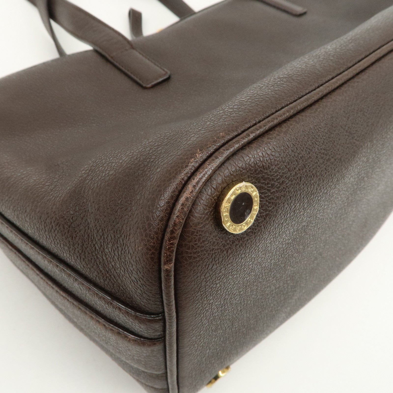 BVLGARI B-zero1 Leather Shoulder Bag Hand Bag Dark Brown