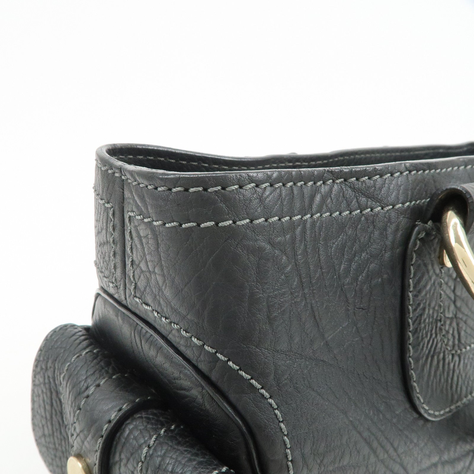 CELINE Logo Leather Boogie Bag Hand Bag Tote Bag Black