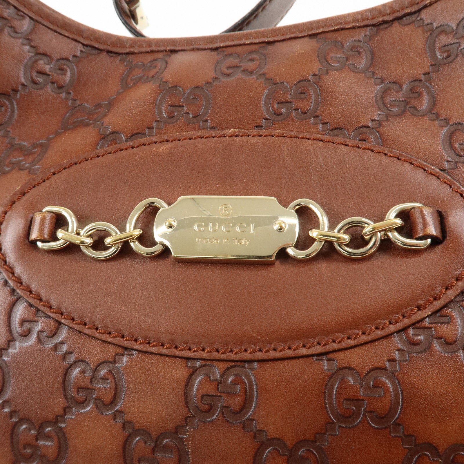 GUCCI Guccissima Leather Shoulder Bag Hand Bag Brown 145778 Used