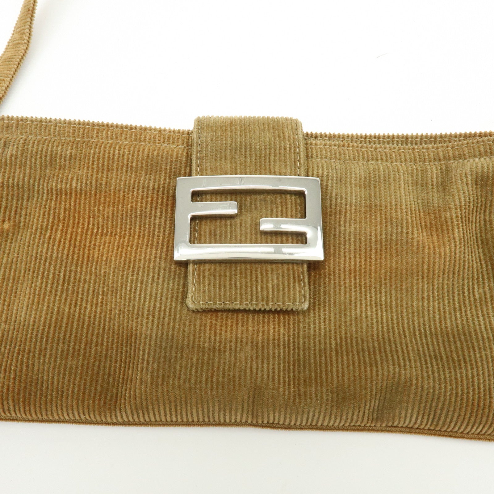 FENDI Corduroy Shoulder Bag Crossbody Bag Brown 26685