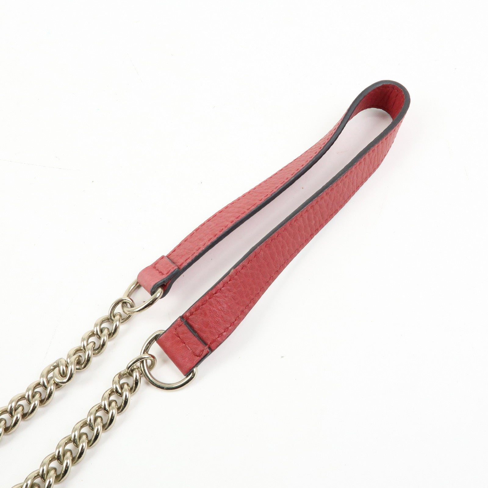 GUCCI Interlocking G Leather Chain Wallet Shoulder Bag Red 510314