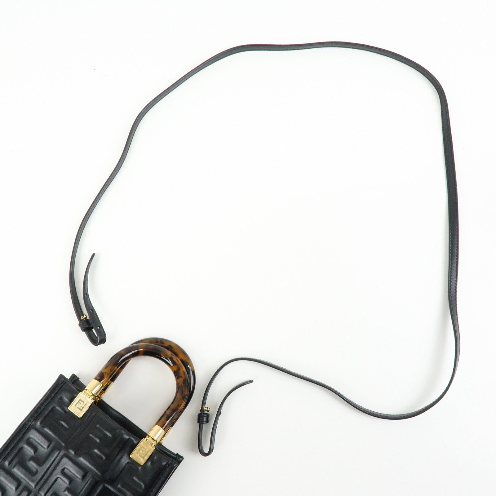 FENDI FF Sunshine Shopper Small 2Way Bag Shoulder Bag Black 8BS051