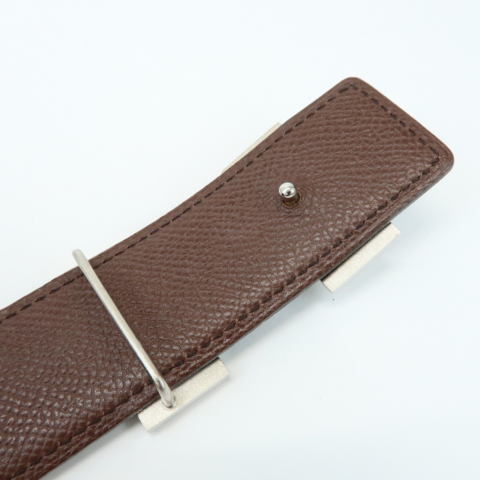 HERMES BoxCalf H Buckle Reversible Constance Belt □B Stamped Black