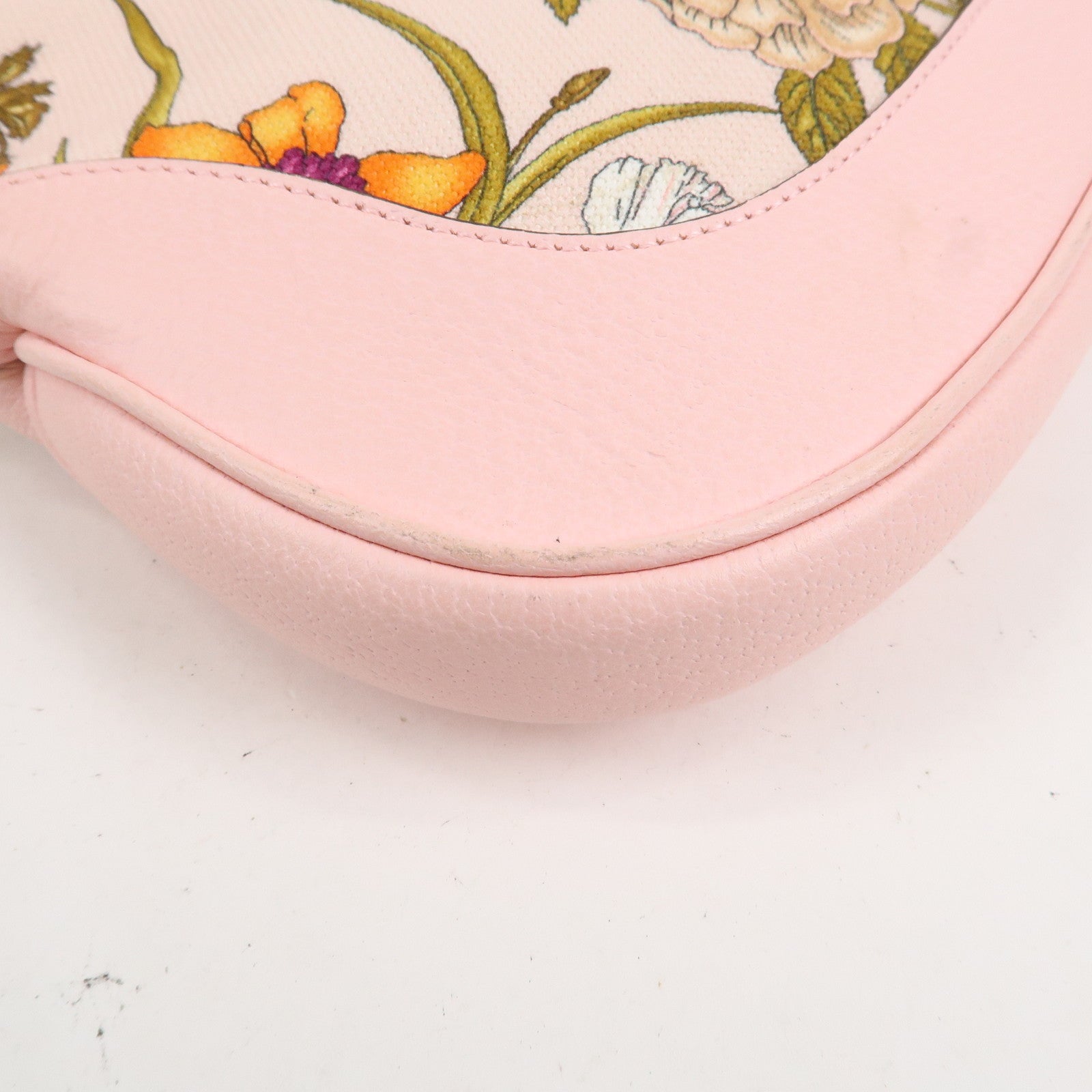 GUCCI New Jackie Flora Canvas Leather Shoulder Bag Hand Bag Pink 550152