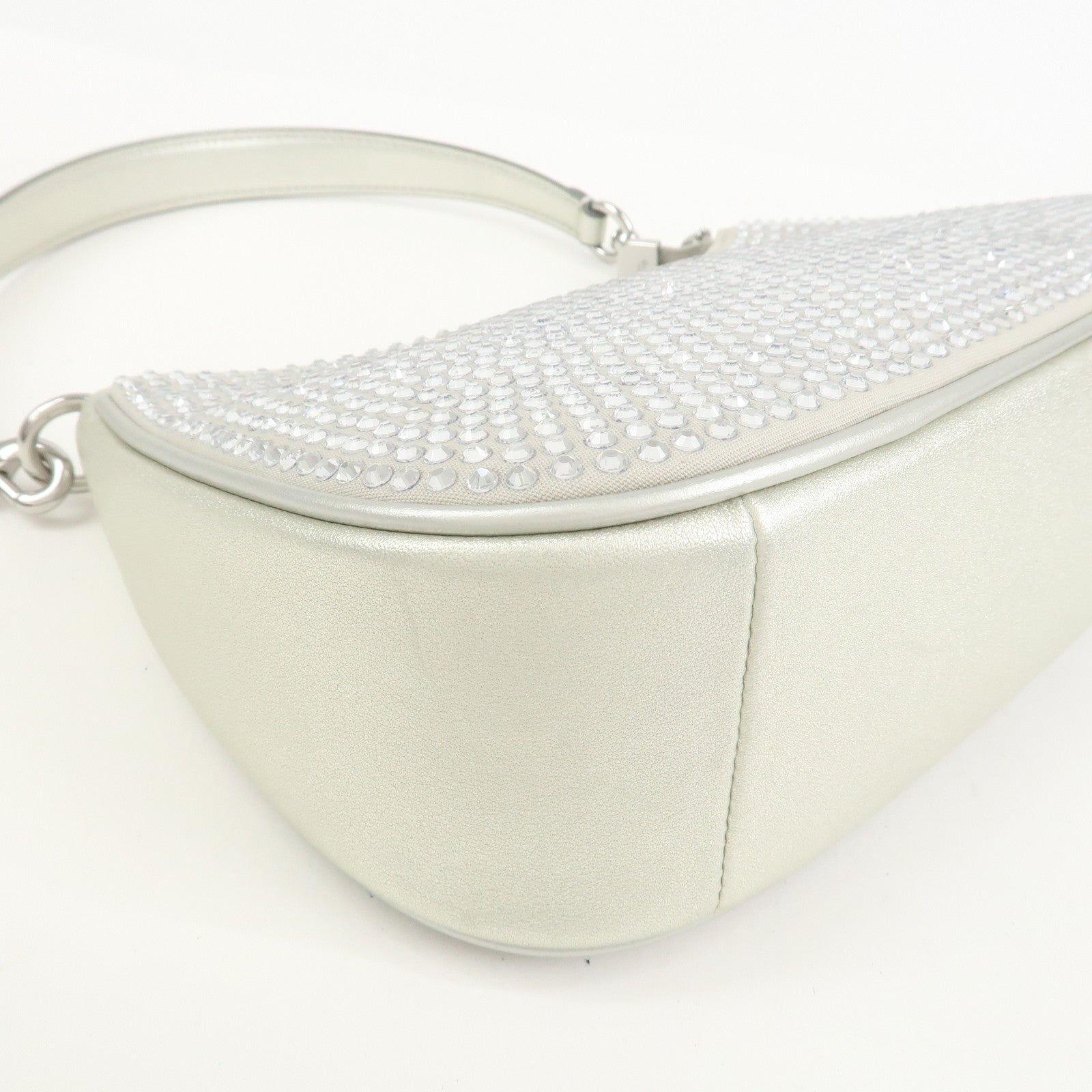 COACH Teri 2Way Leather Shoulder Bag Hand Bag Rhinestone Silver