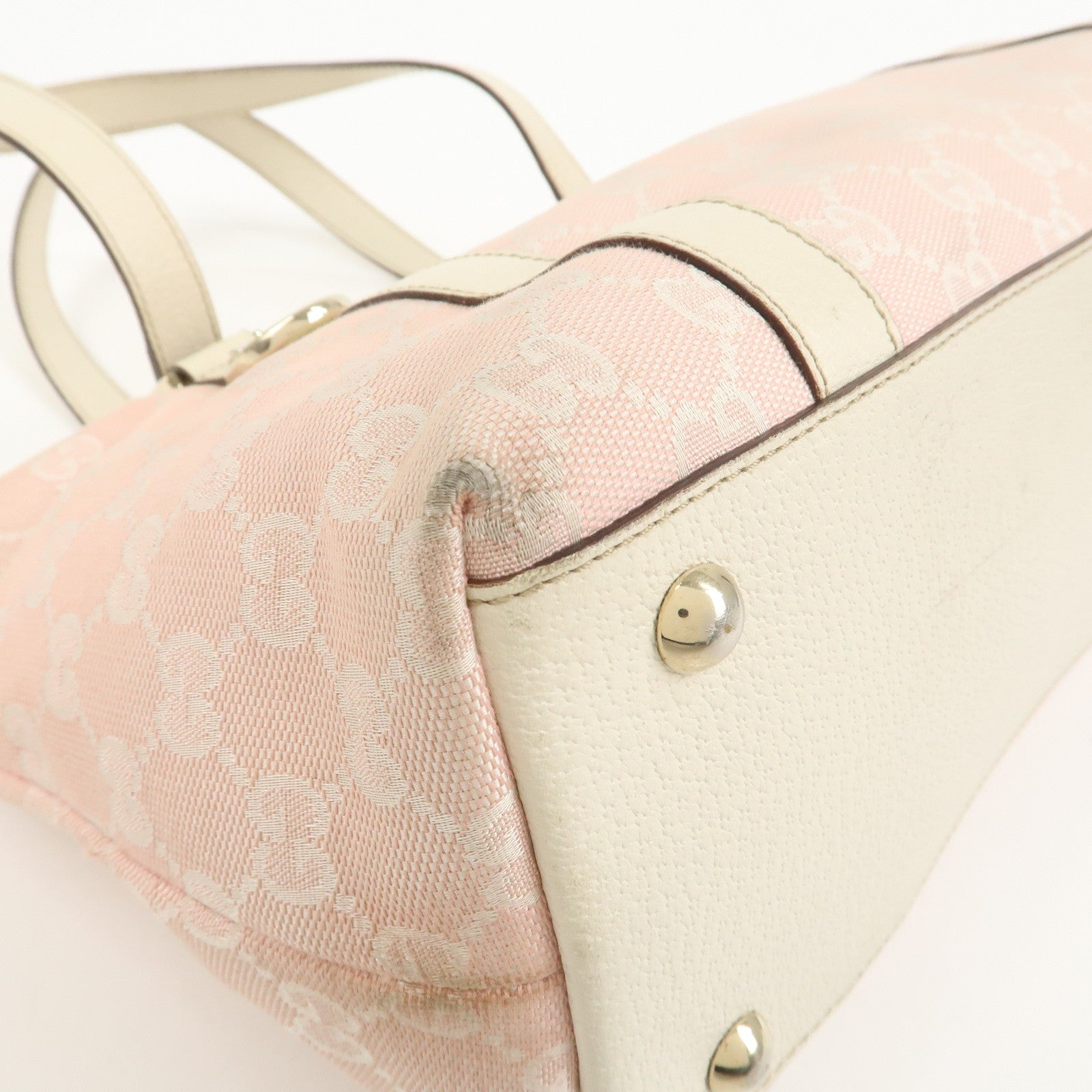 GUCCI Abbey GG Canvas Leather Tote Bag Shoulder Bag Pink 141470