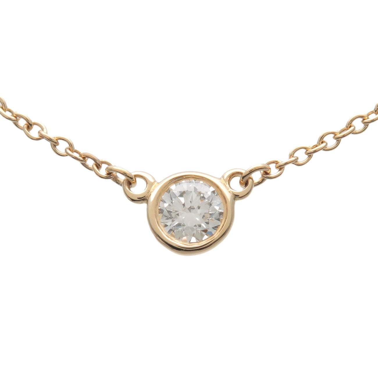 Tiffany & Co By The Yard 1P Diamond Necklace K18 750YG Yellow Gold