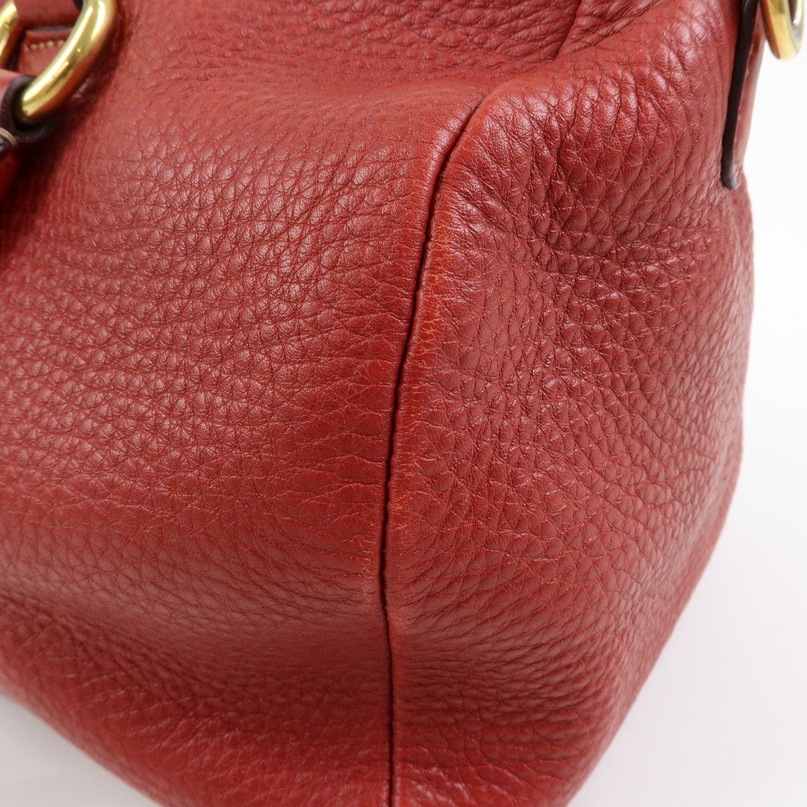 PRADA Logo Calf Leather 2Way Bag Hand Bag Shoulder Bag Red