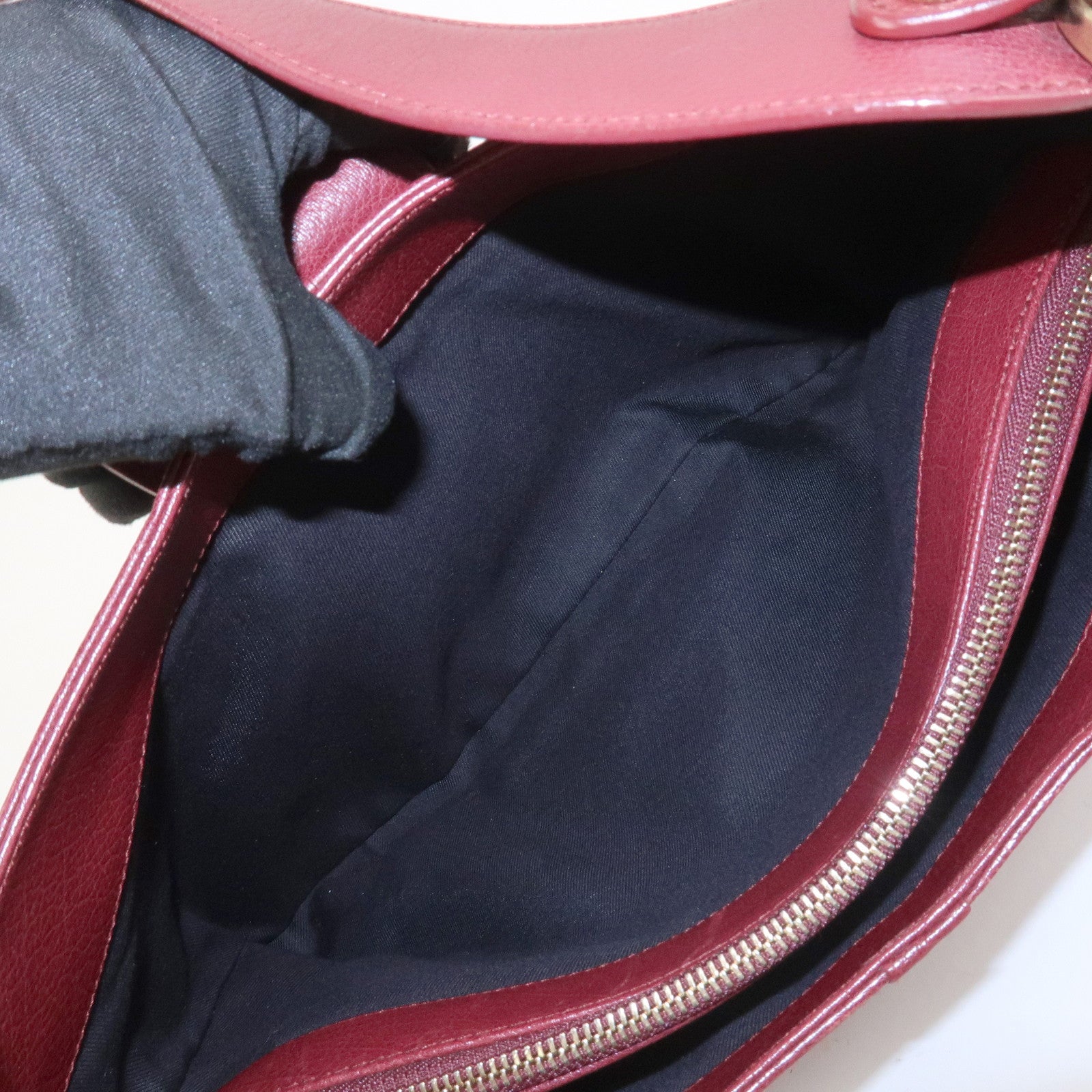 BVLGARI Chandra Leather Shoulder Bag Hand Bag Bordeaux