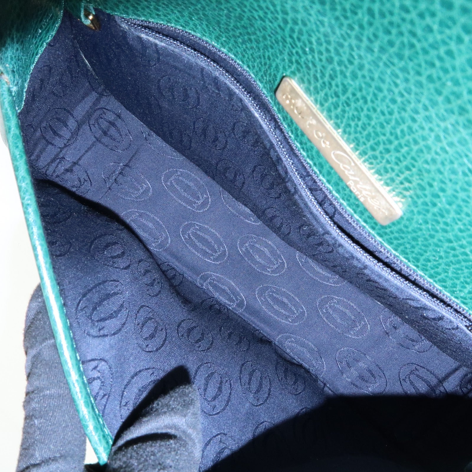 Cartier Must de Cartier Leather Flap Shoulder Bag Green