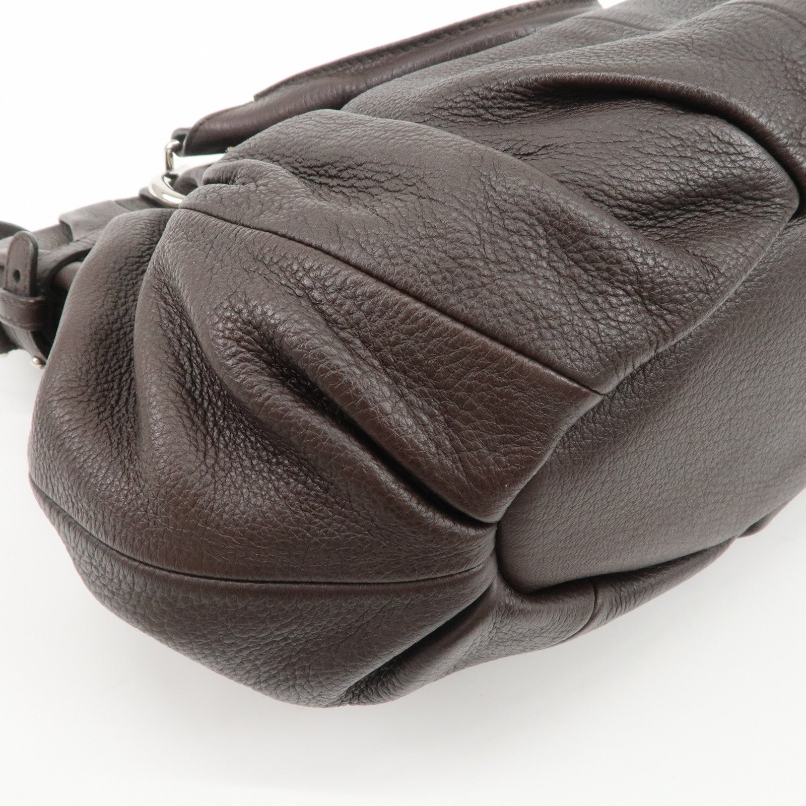 CELINE Macadam Pillow Small Leather 2Way Bag Dark Brown