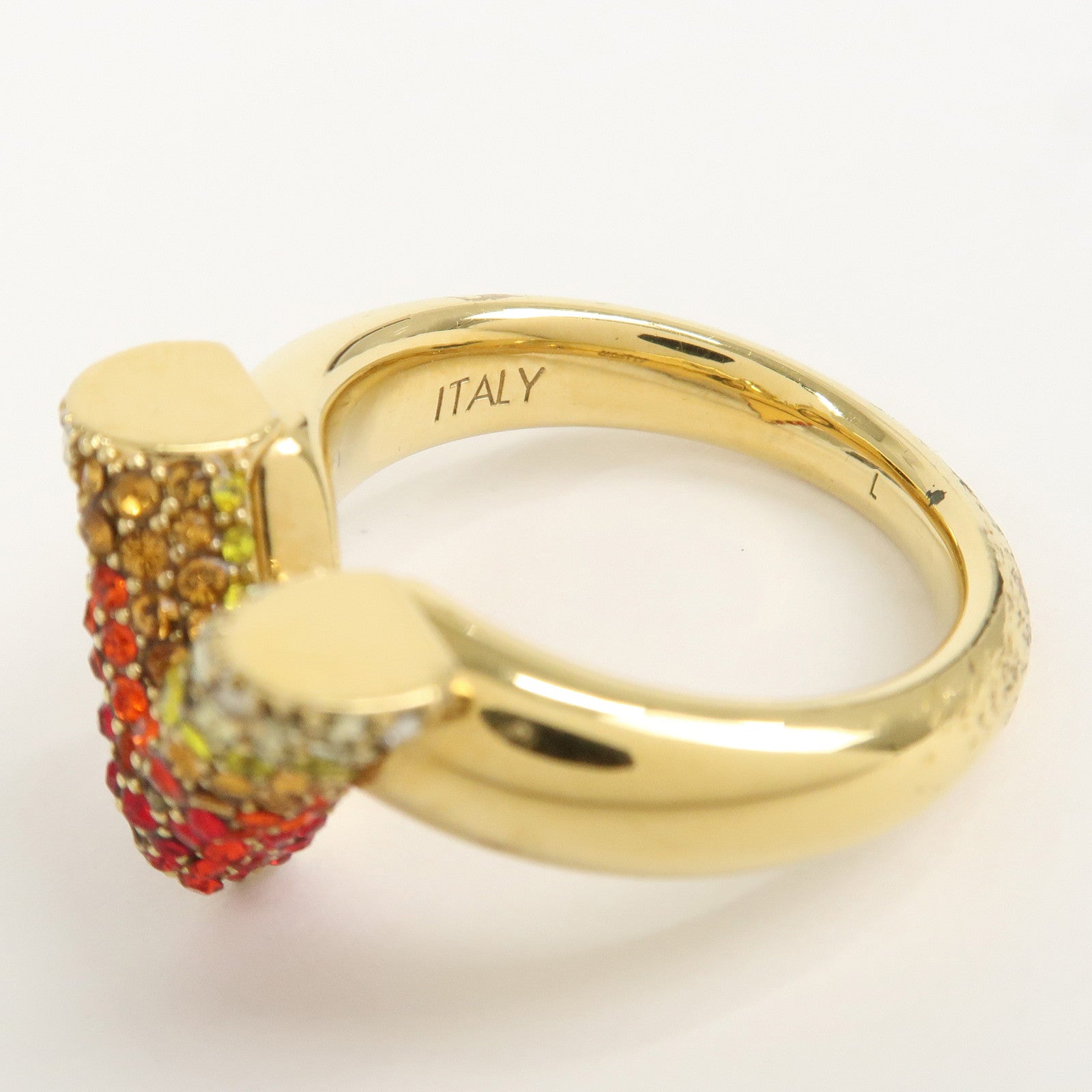 Louis Vuitton Essential V Ring Rhinestone Gold Red M62866