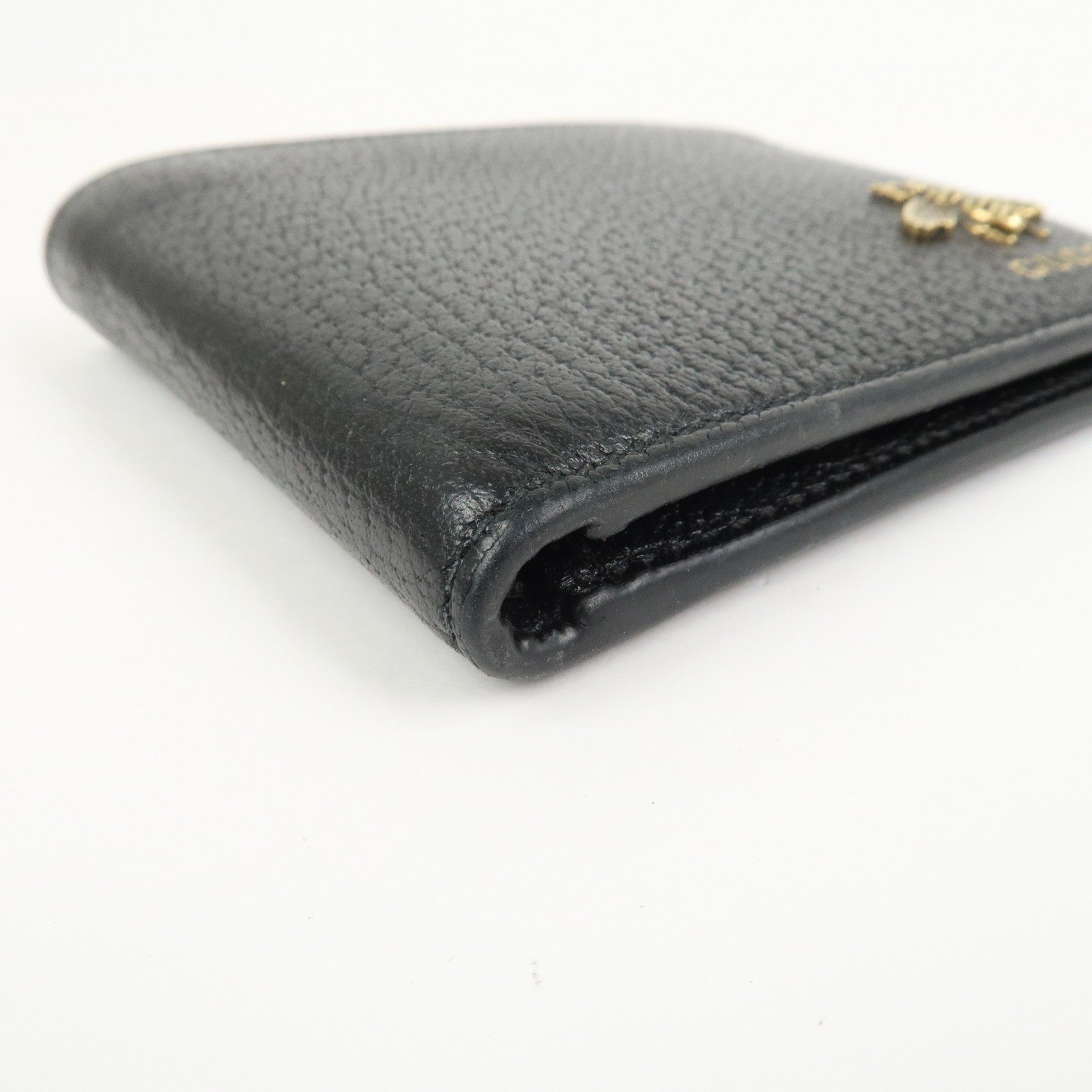 GUCCI Animalier Leather Bi-fold Compact Wallet Black 523664