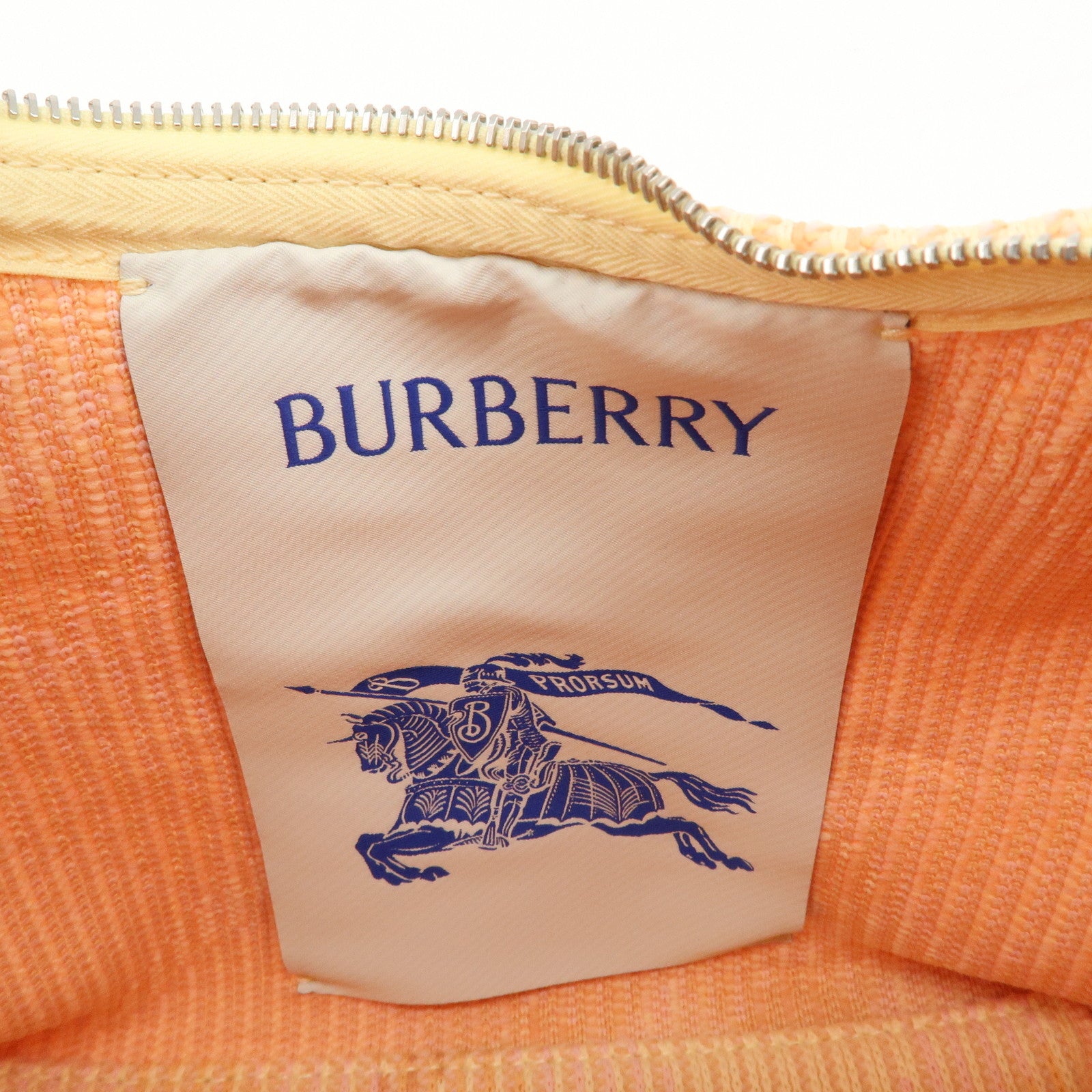 BURBERRY Cotton Mini Peg Duffle Hand Bag Beige Pink Yellow Used