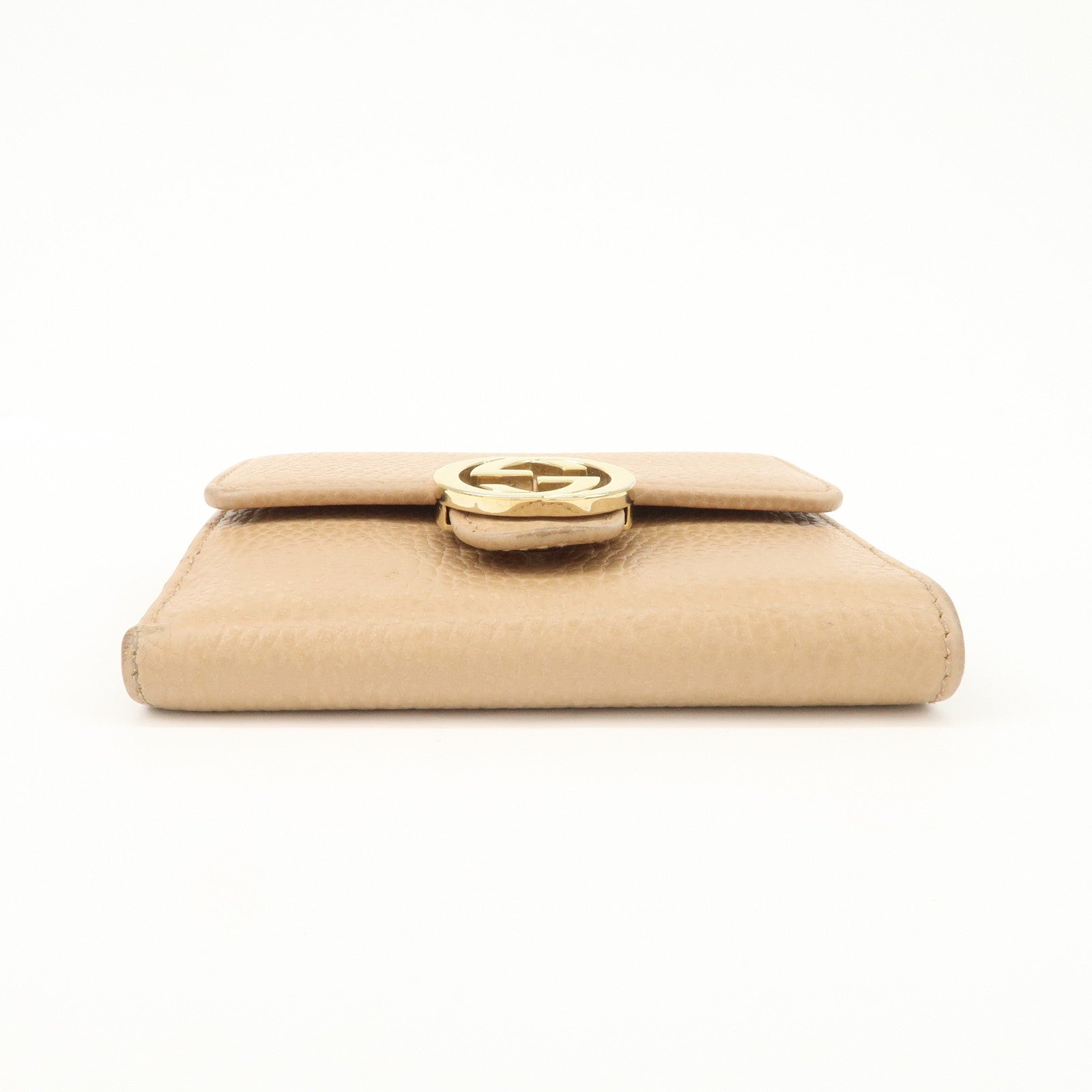 GUCCI Interlocking G Leather Bi-Hold Compact Wallet Brown 615525