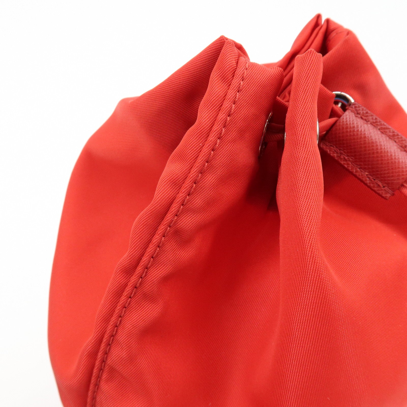 PRADA Triangle Logo Nylon Saffiano Leather Cosmetic Pouch 1NA369