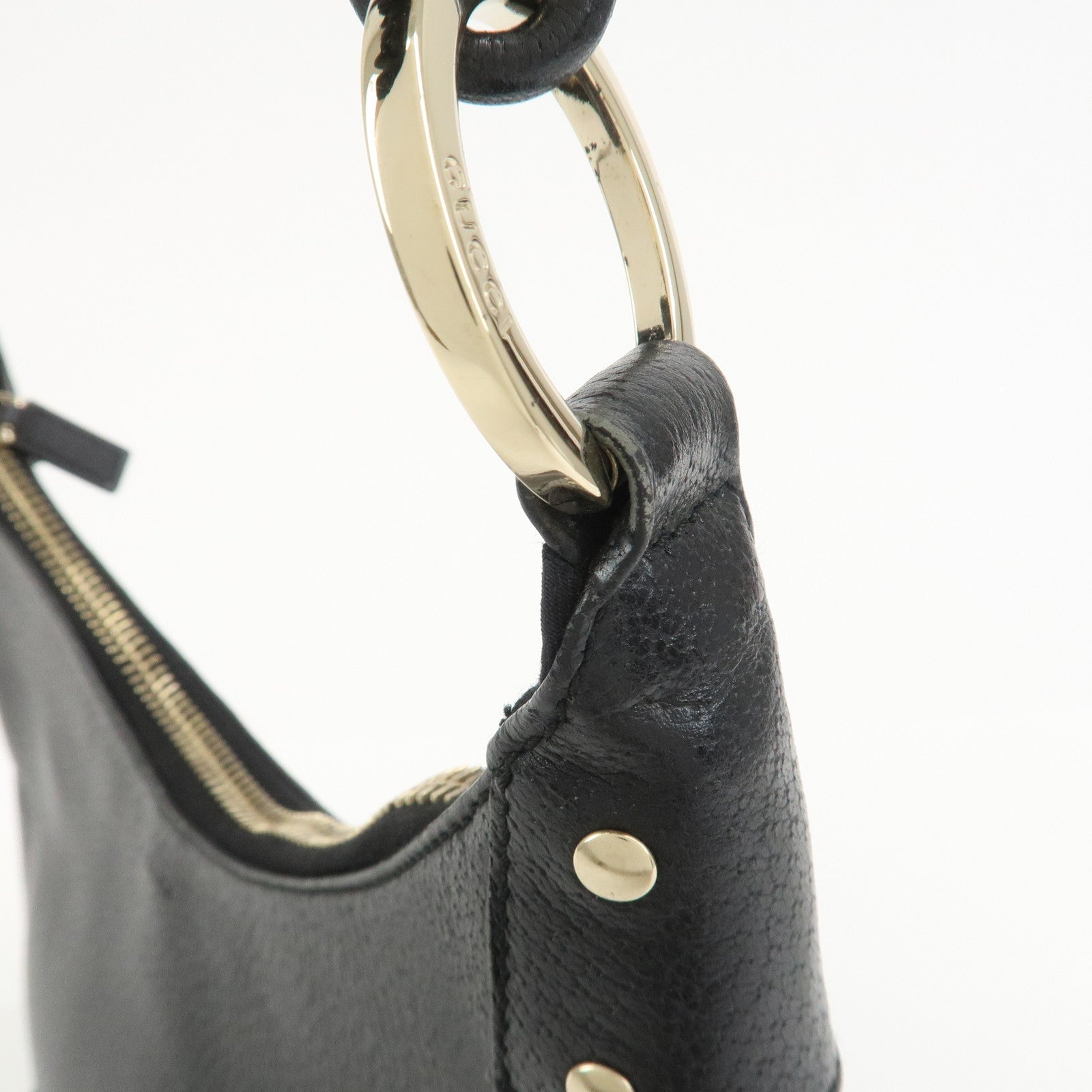 GUCCI Leather Shoulder Bag Hand Bag Black 115003