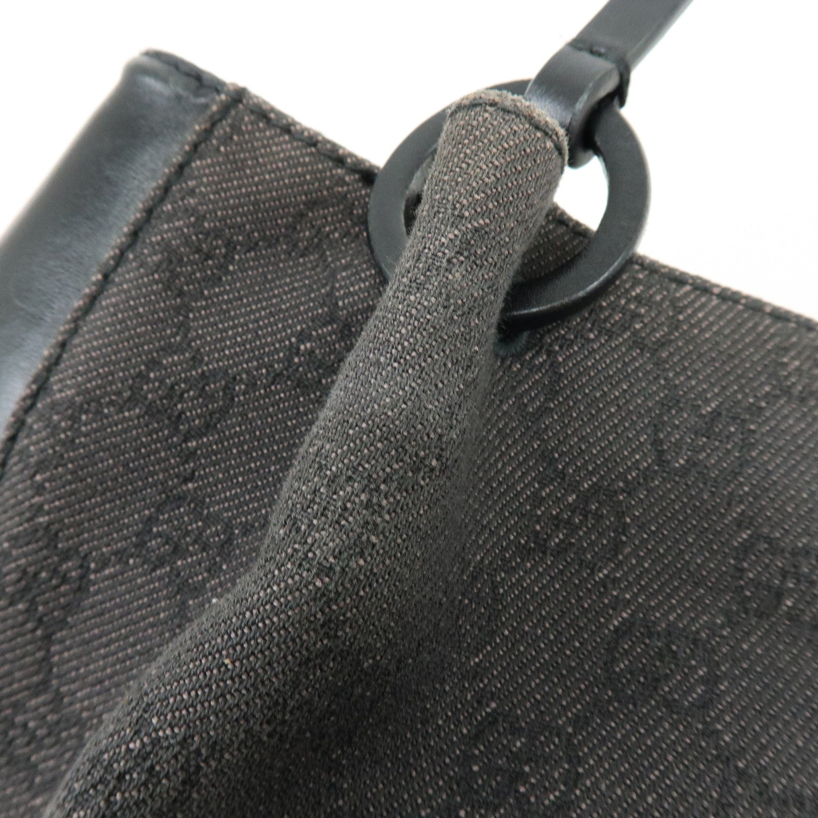 GUCCI GG Canvas Leather Tote Bag Hand Bag Black 101919