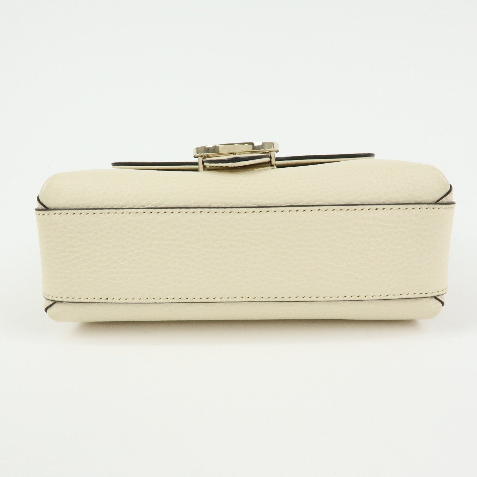 GUCCI Interlocking G Leather Chain Shoulder Bag Ivory 607720