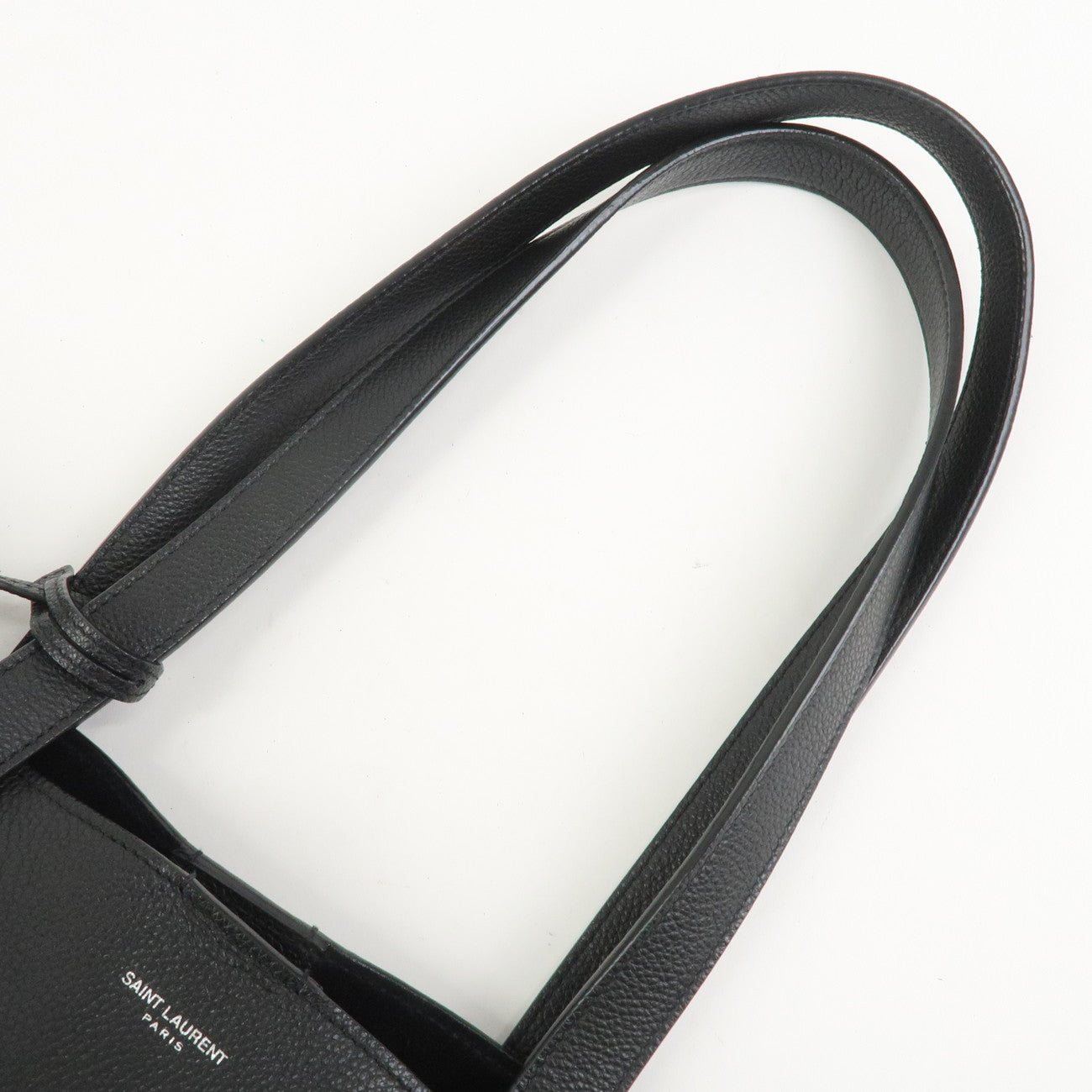 SAINT LAURENT PARIS Leather Tote Bag Hand Bag Black 676657