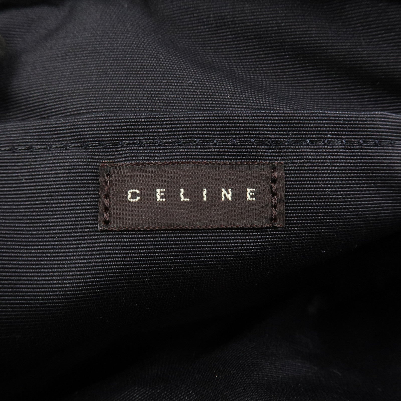 CELINE Macadam Nylon Cosmetic Pouch Logo Plate Black